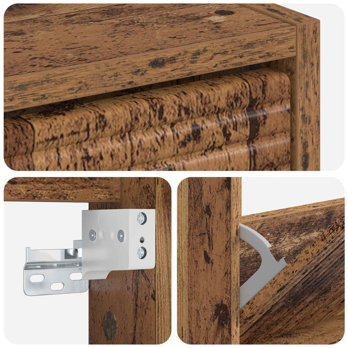 Fali Cipőtartó HAARLEM 71 x 17 x 43 cm Szerelt Fa Antik Fa