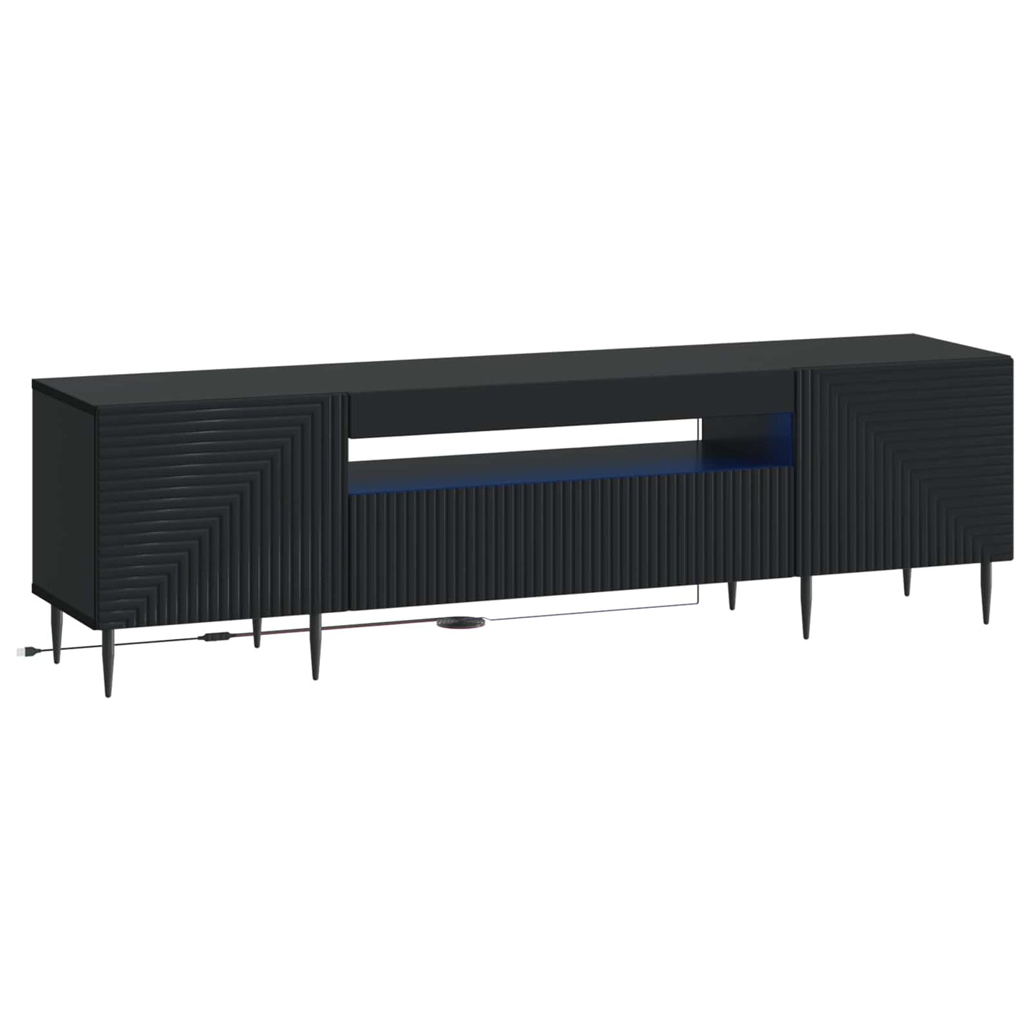 LED TV szekrény Fekete Szerelt Fa