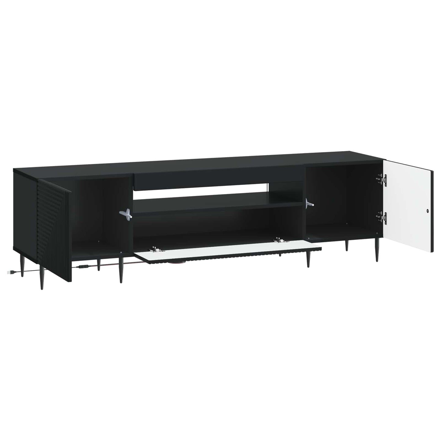 LED TV szekrény Fekete Szerelt Fa