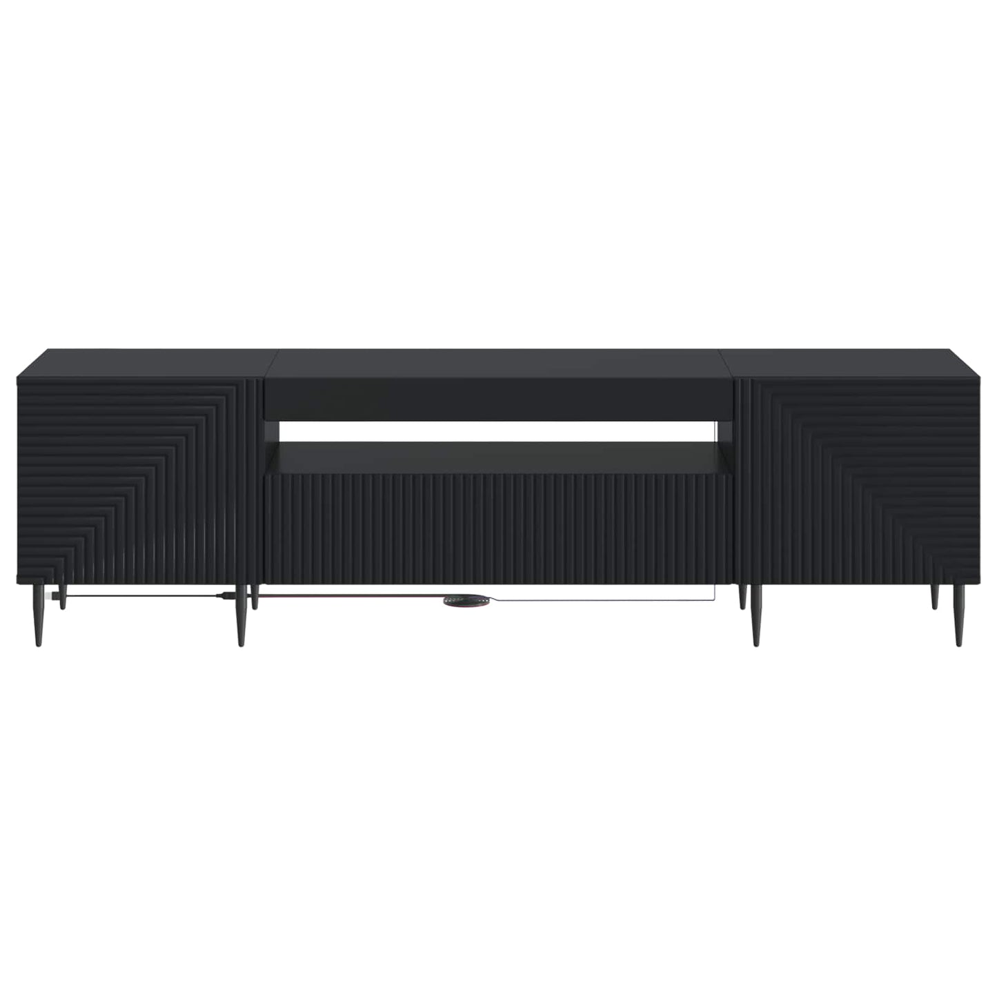 LED TV szekrény Fekete Szerelt Fa
