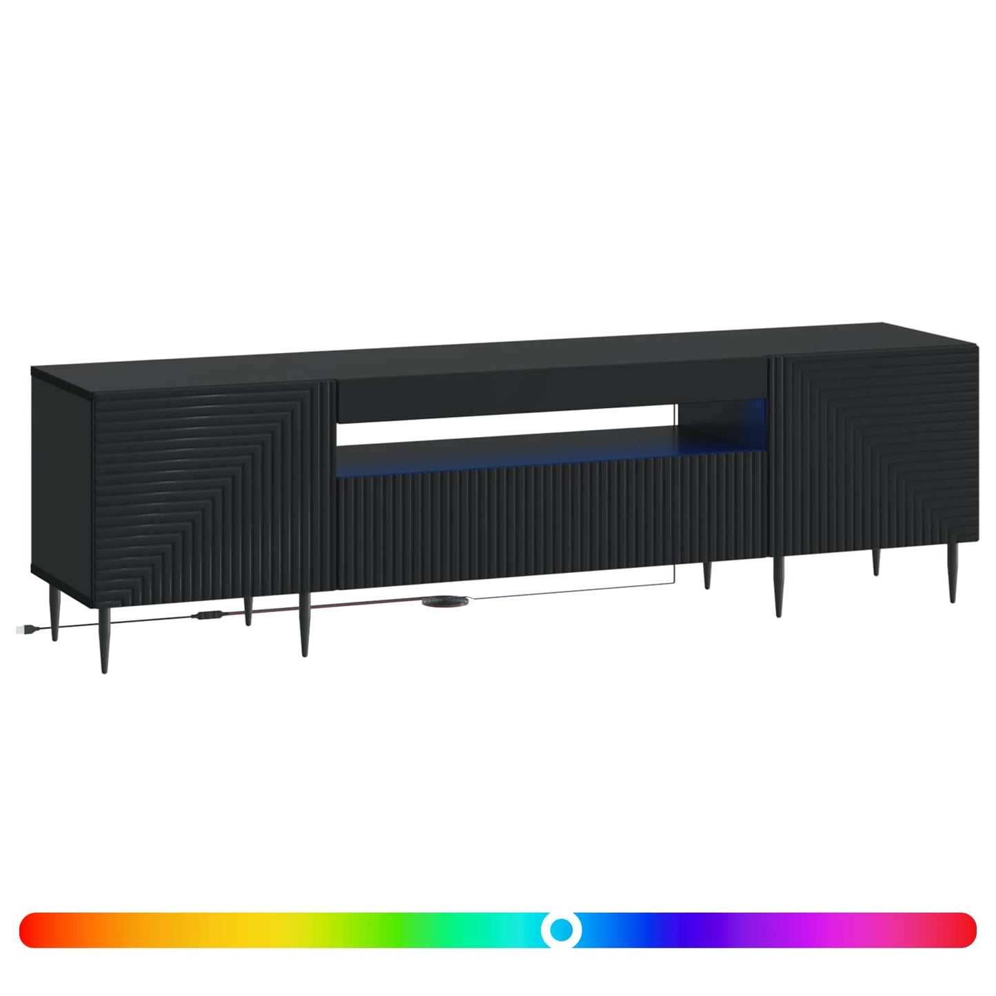 LED TV szekrény Fekete Szerelt Fa