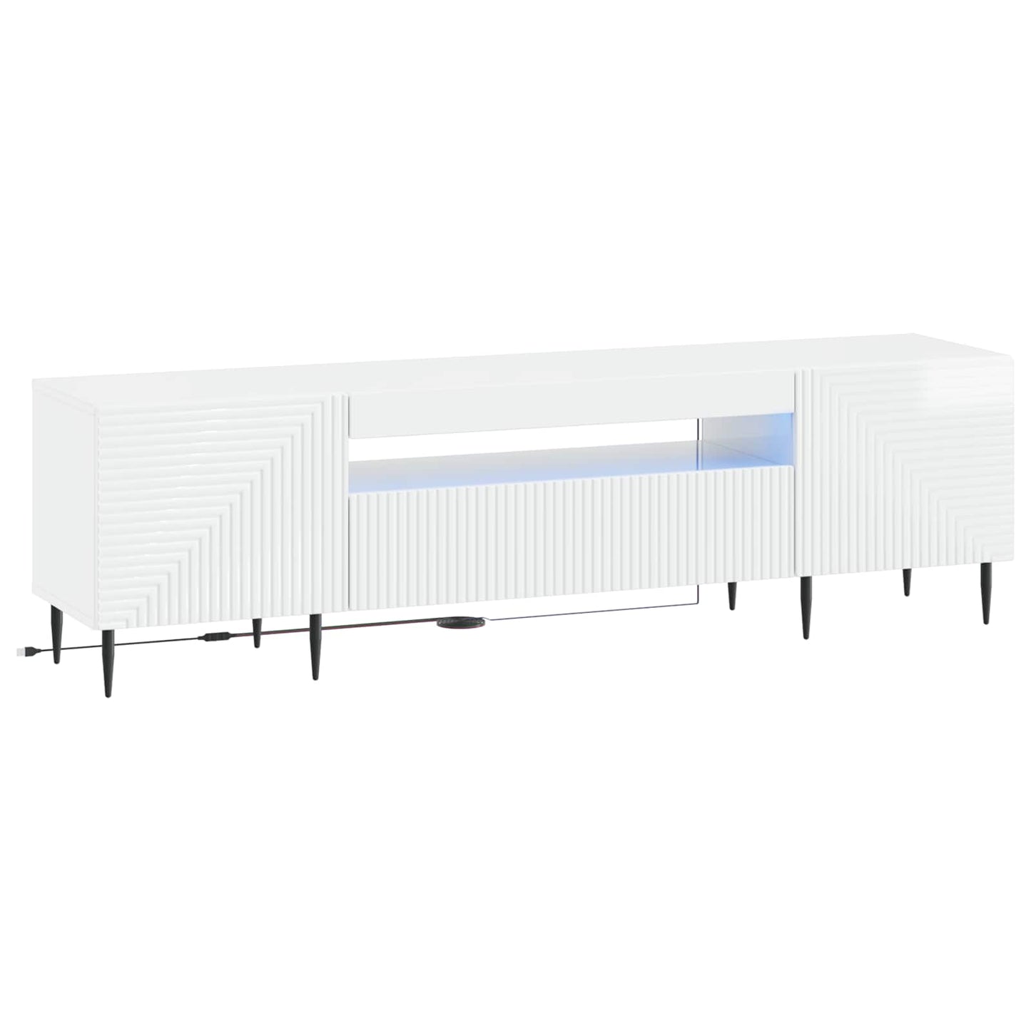LED TV szekrény Magasfényű Fehér Szerelt Fa