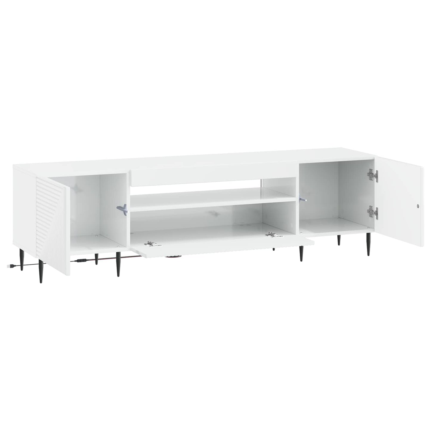 LED TV szekrény Magasfényű Fehér Szerelt Fa