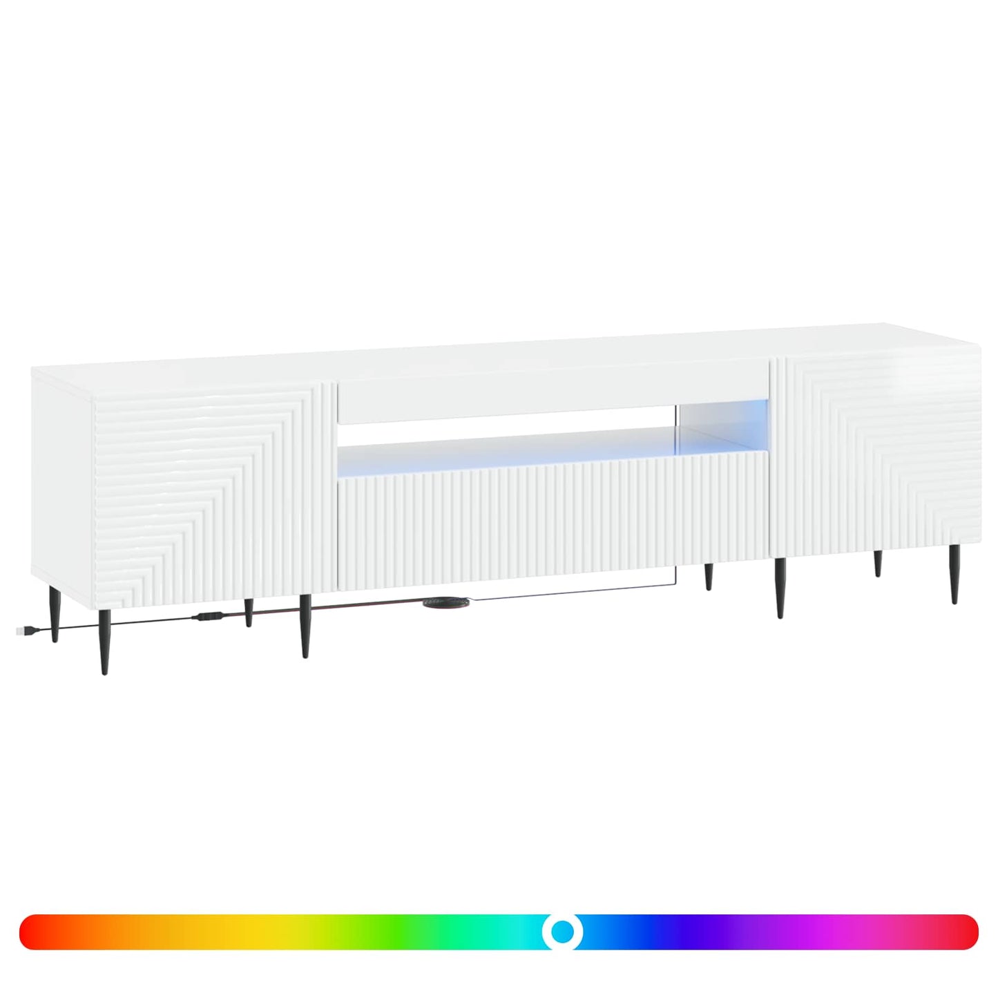 LED TV szekrény Magasfényű Fehér Szerelt Fa