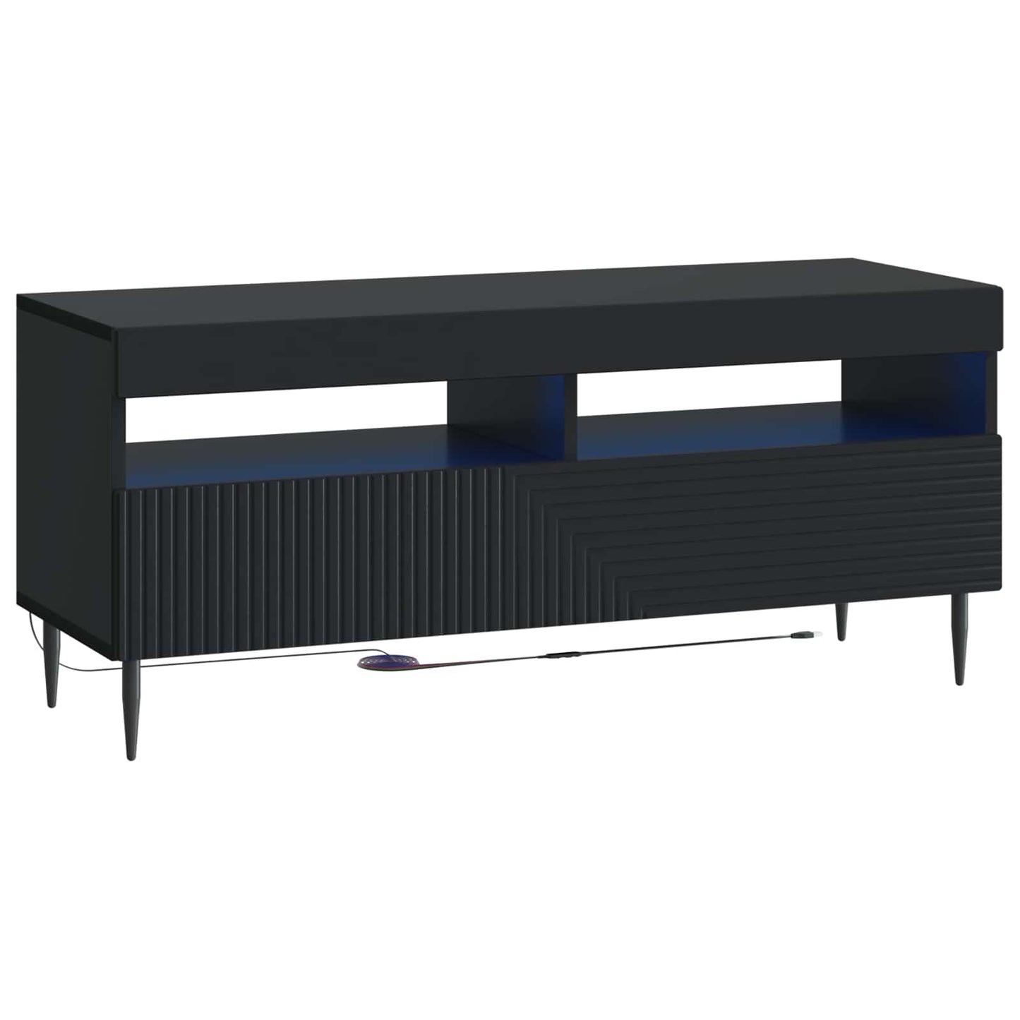 LED TV szekrény Fekete Szerelt Fa