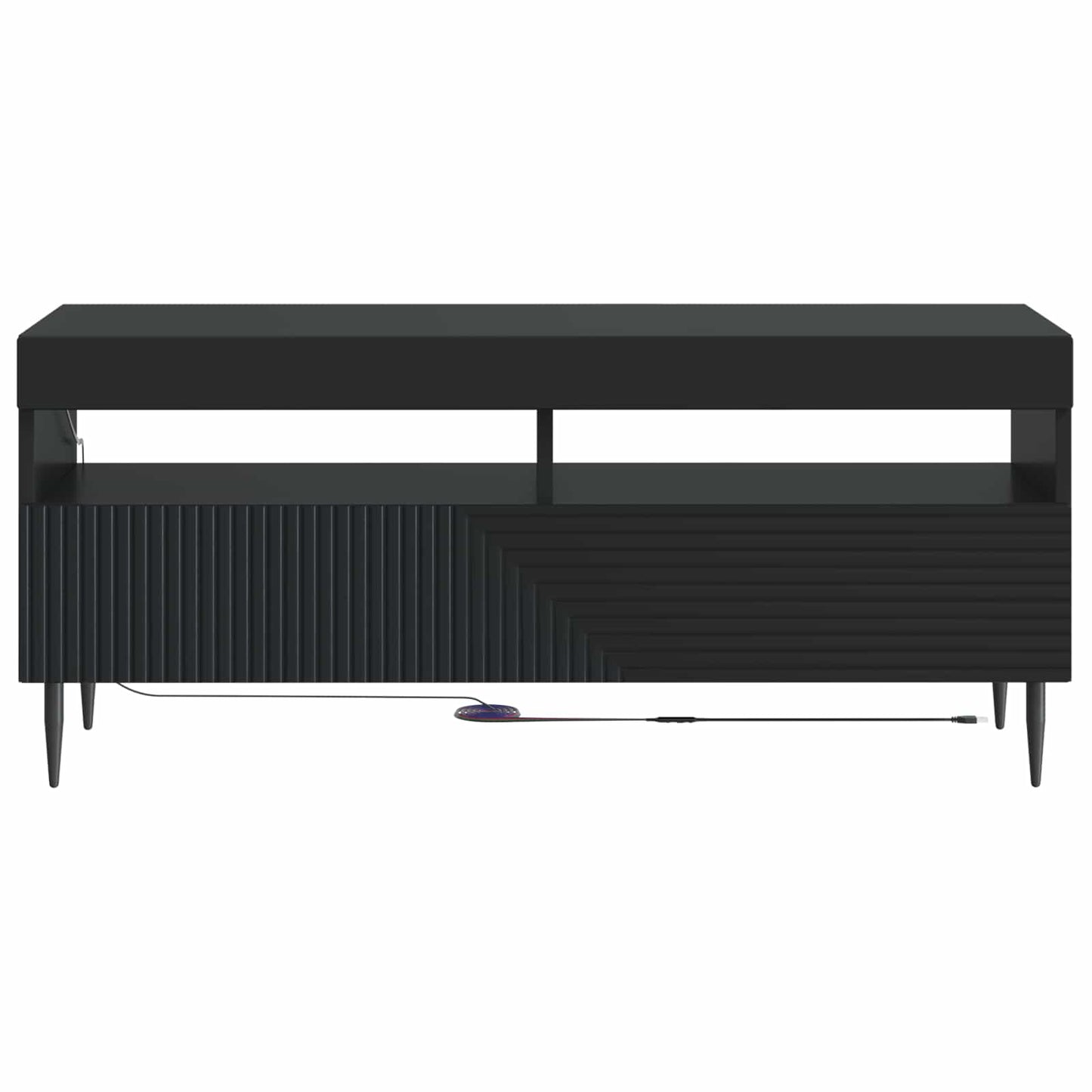 LED TV szekrény Fekete Szerelt Fa