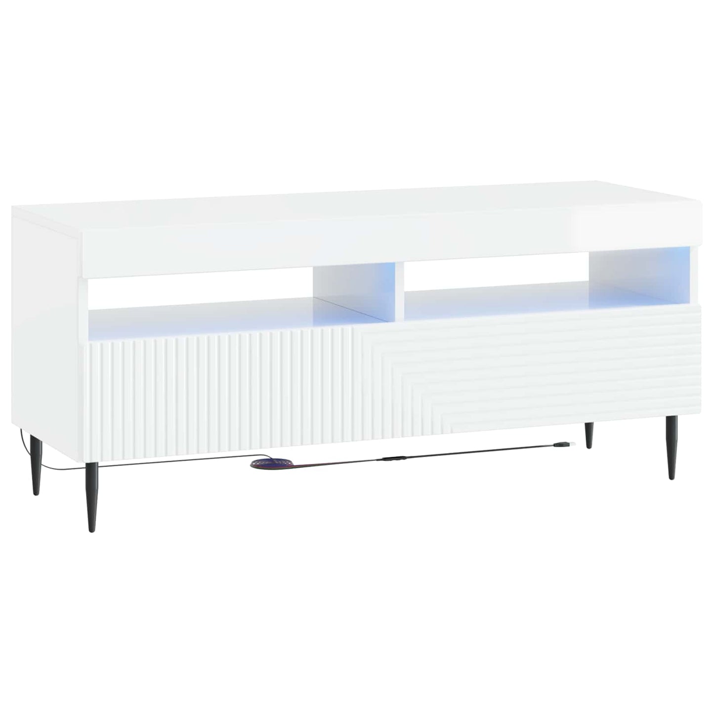 LED TV szekrény Magasfényű Fehér Szerelt Fa