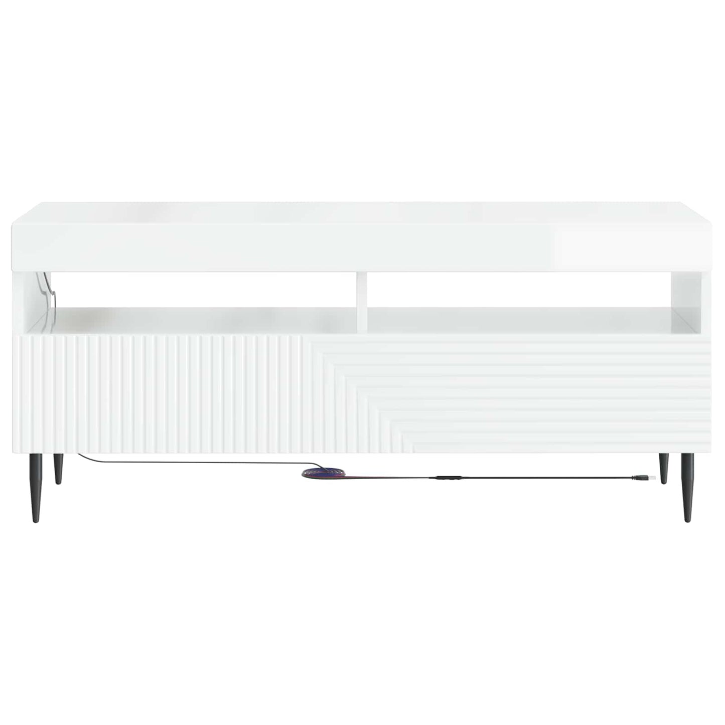 LED TV szekrény Magasfényű Fehér Szerelt Fa