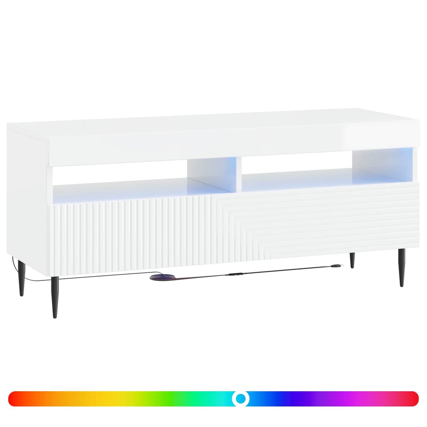 LED TV szekrény Magasfényű Fehér Szerelt Fa