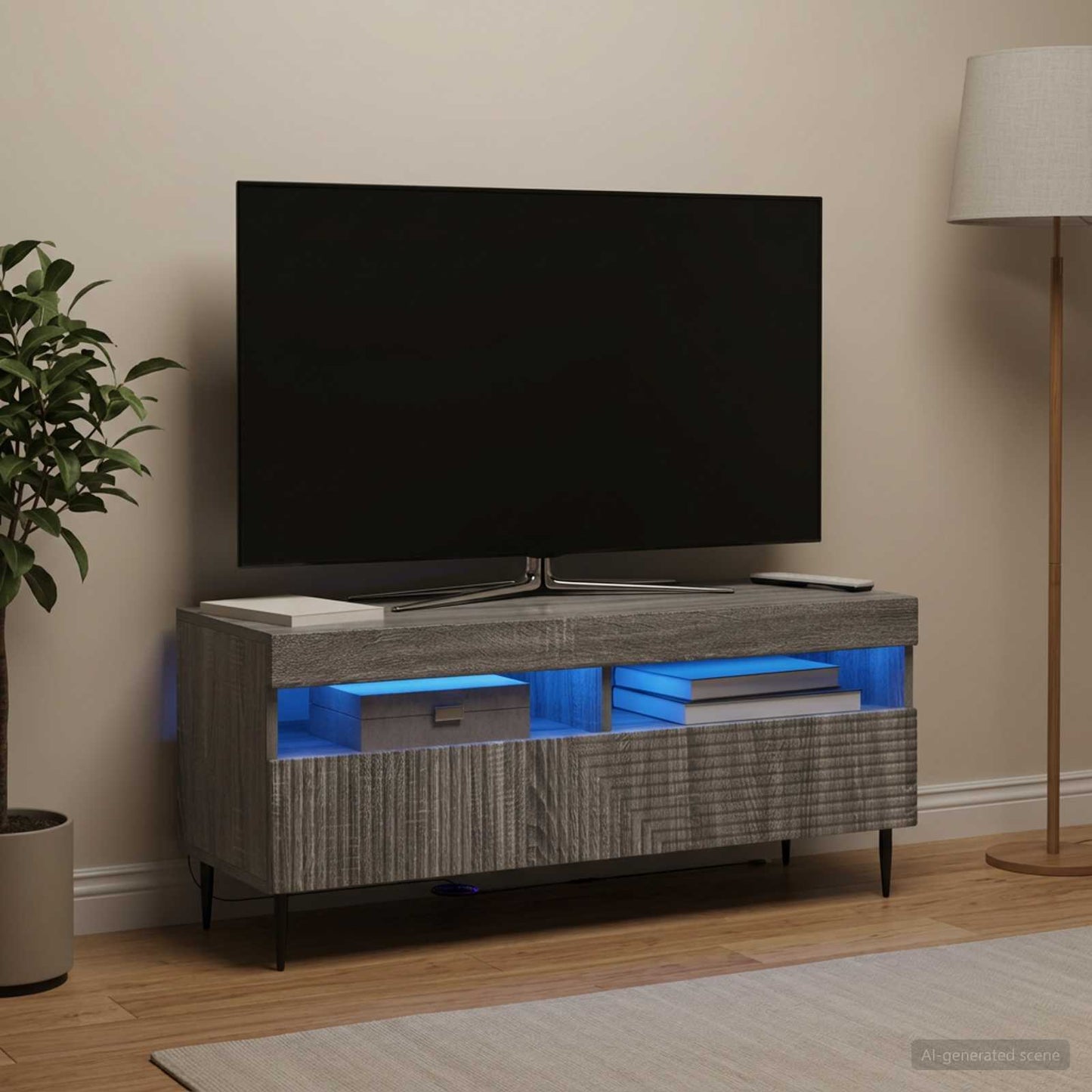 LED TV szekrény Szürke Sonoma Szerelt Fa