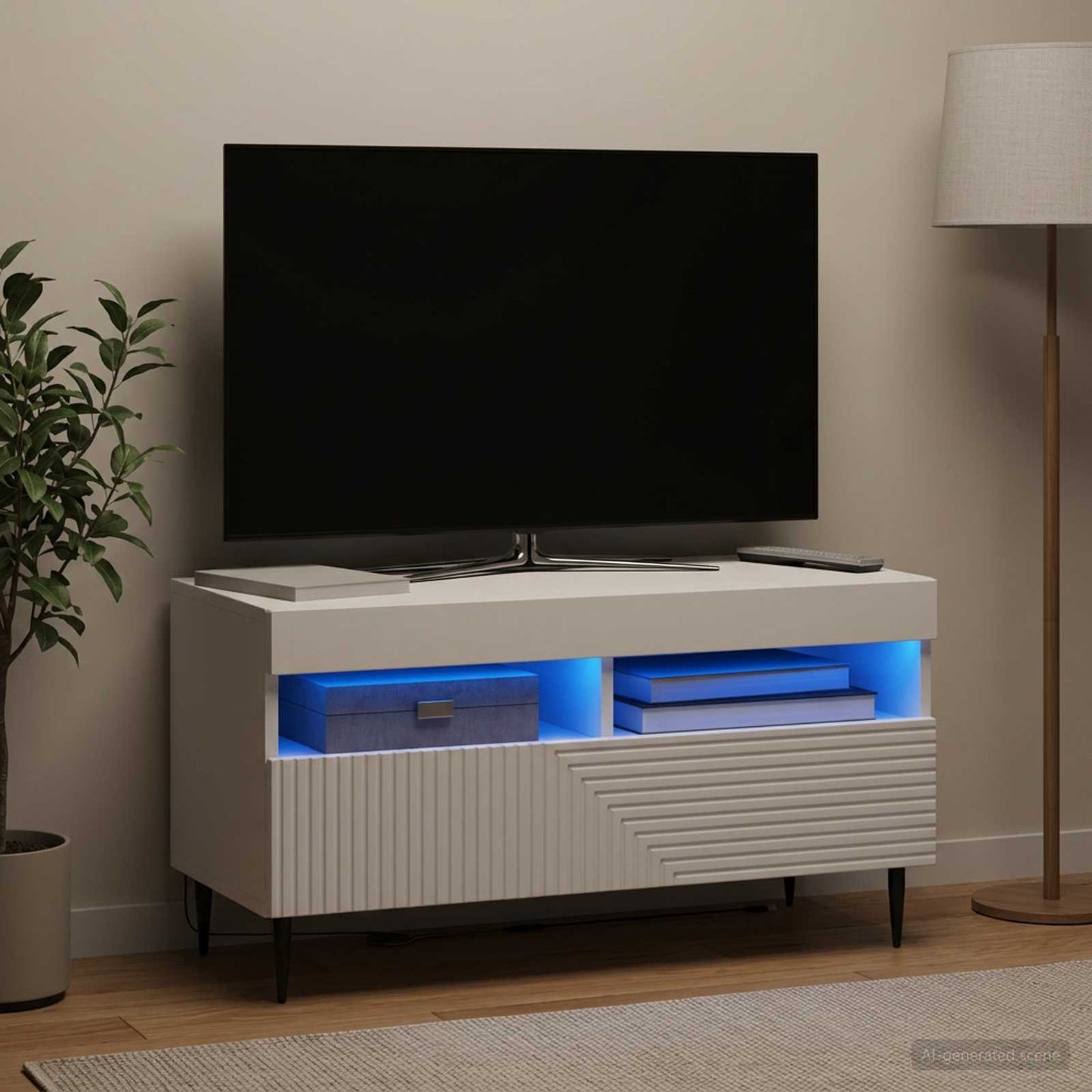 LED TV szekrény Fehér Szerelt Fa