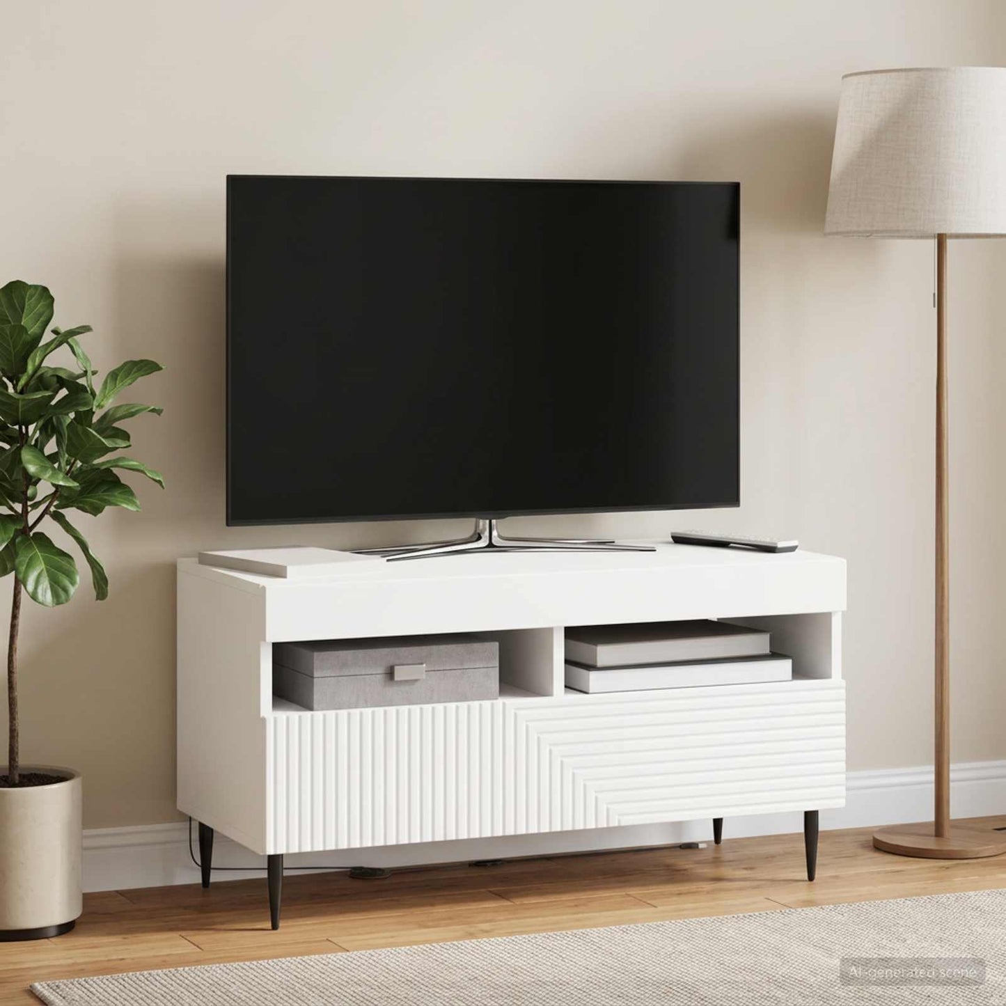 LED TV szekrény Fehér Szerelt Fa