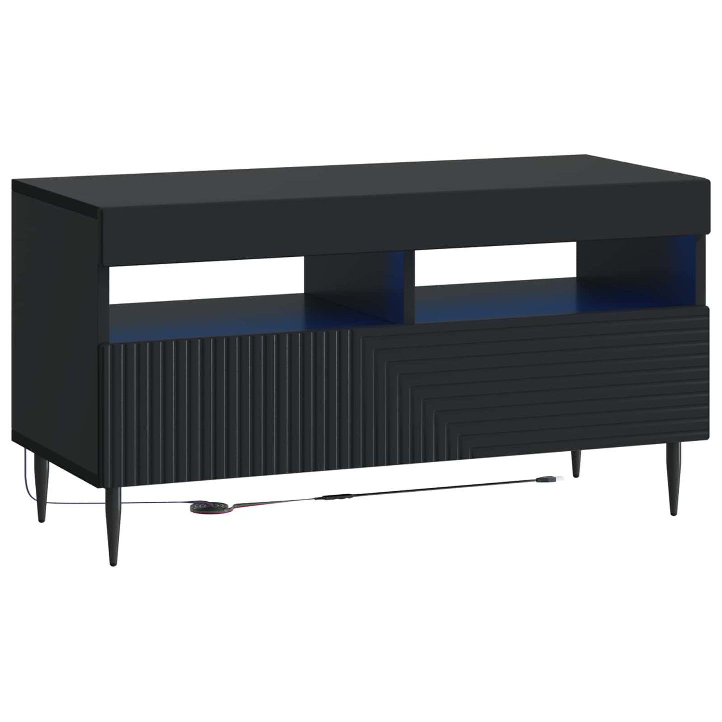 LED TV szekrény Fekete Szerelt Fa