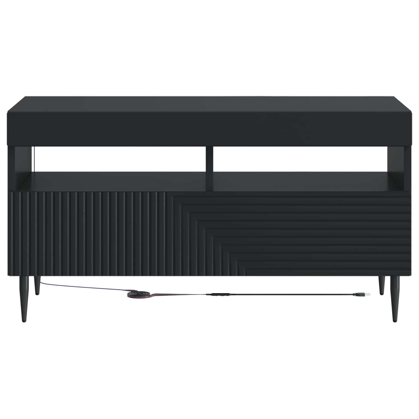 LED TV szekrény Fekete Szerelt Fa