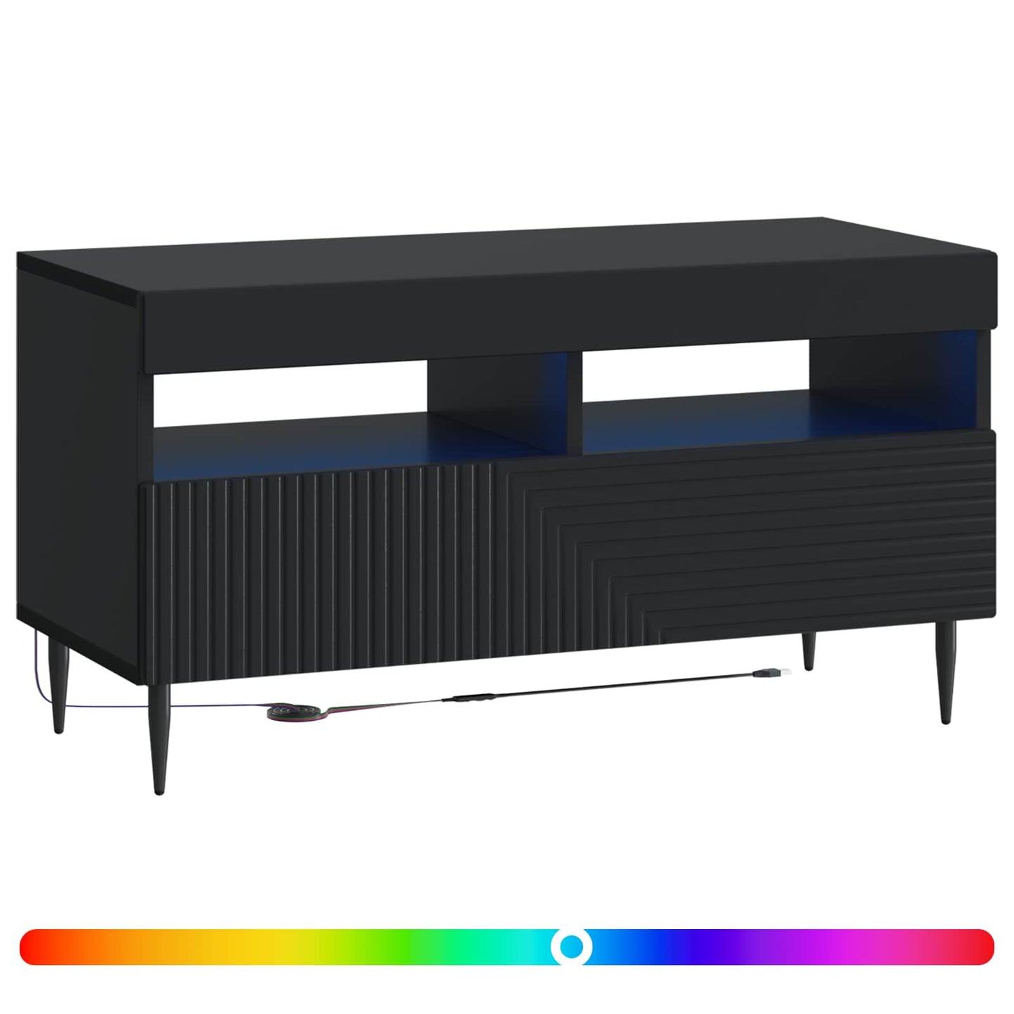 LED TV szekrény Fekete Szerelt Fa