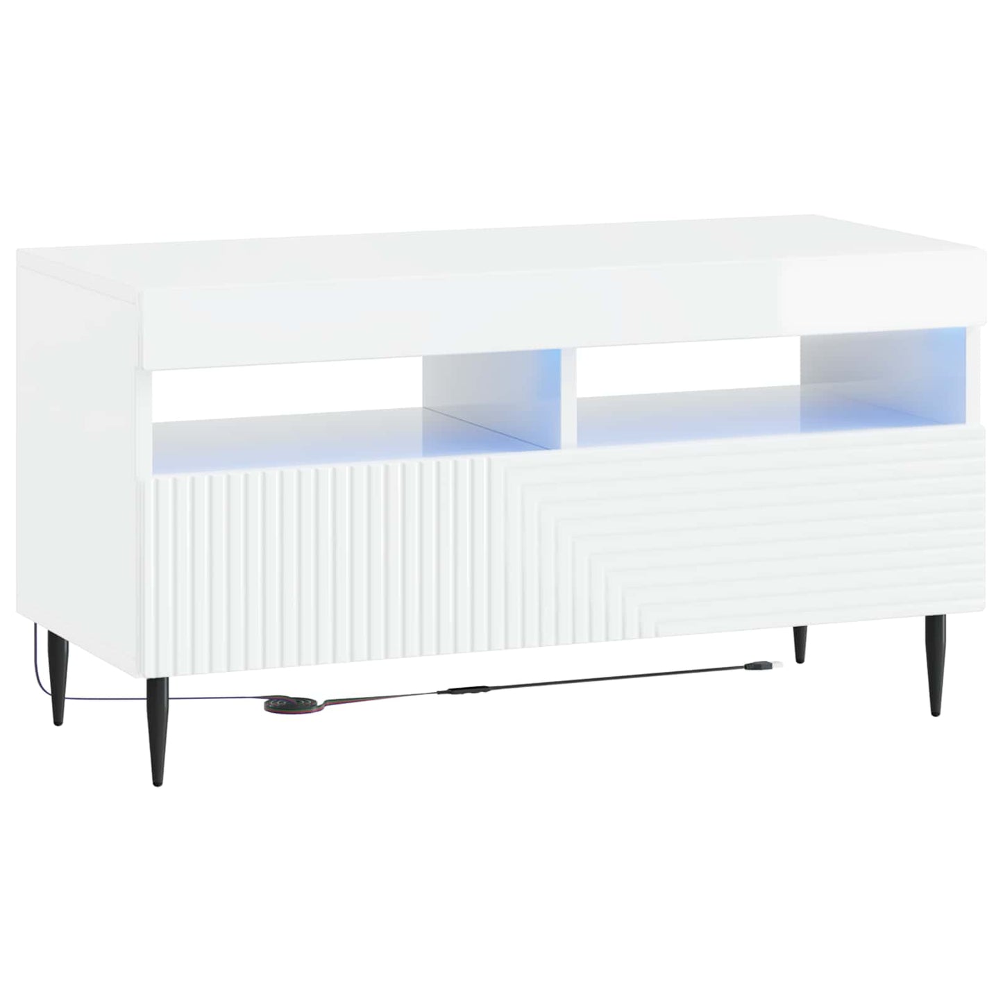 LED TV szekrény Magasfényű Fehér Szerelt Fa