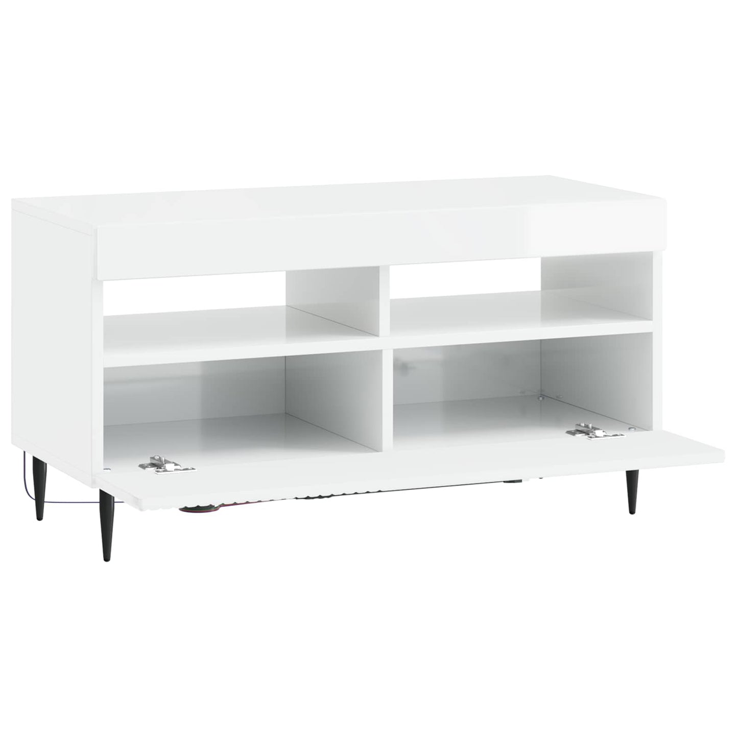 LED TV szekrény Magasfényű Fehér Szerelt Fa