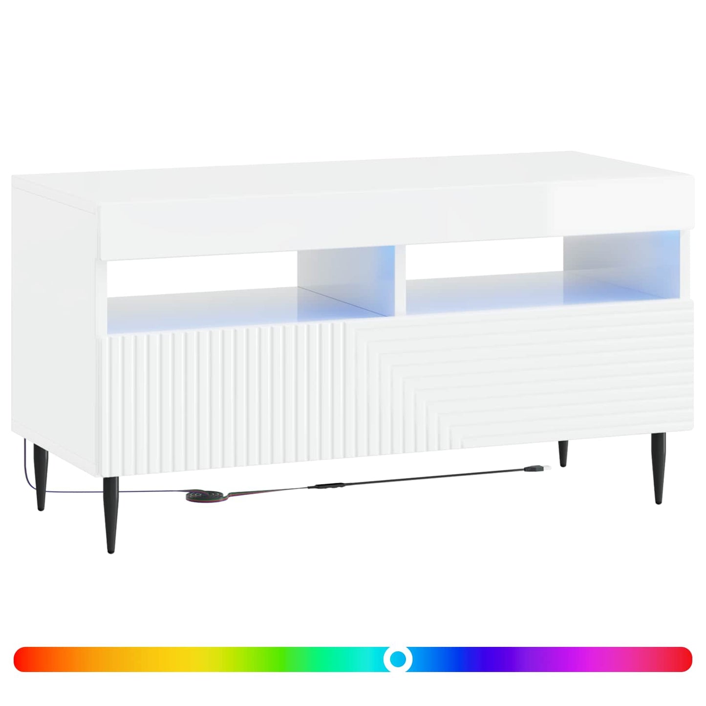 LED TV szekrény Magasfényű Fehér Szerelt Fa