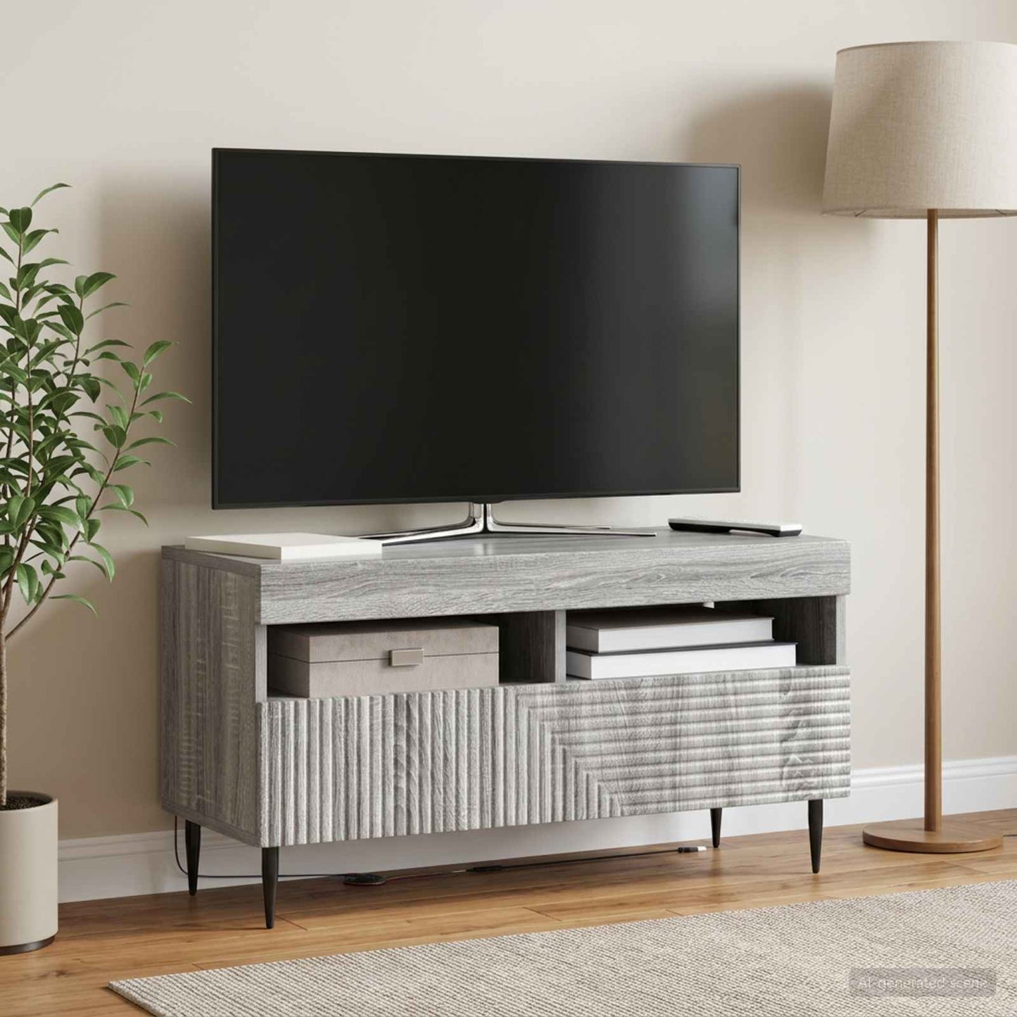 LED TV szekrény Szürke Sonoma Szerelt Fa