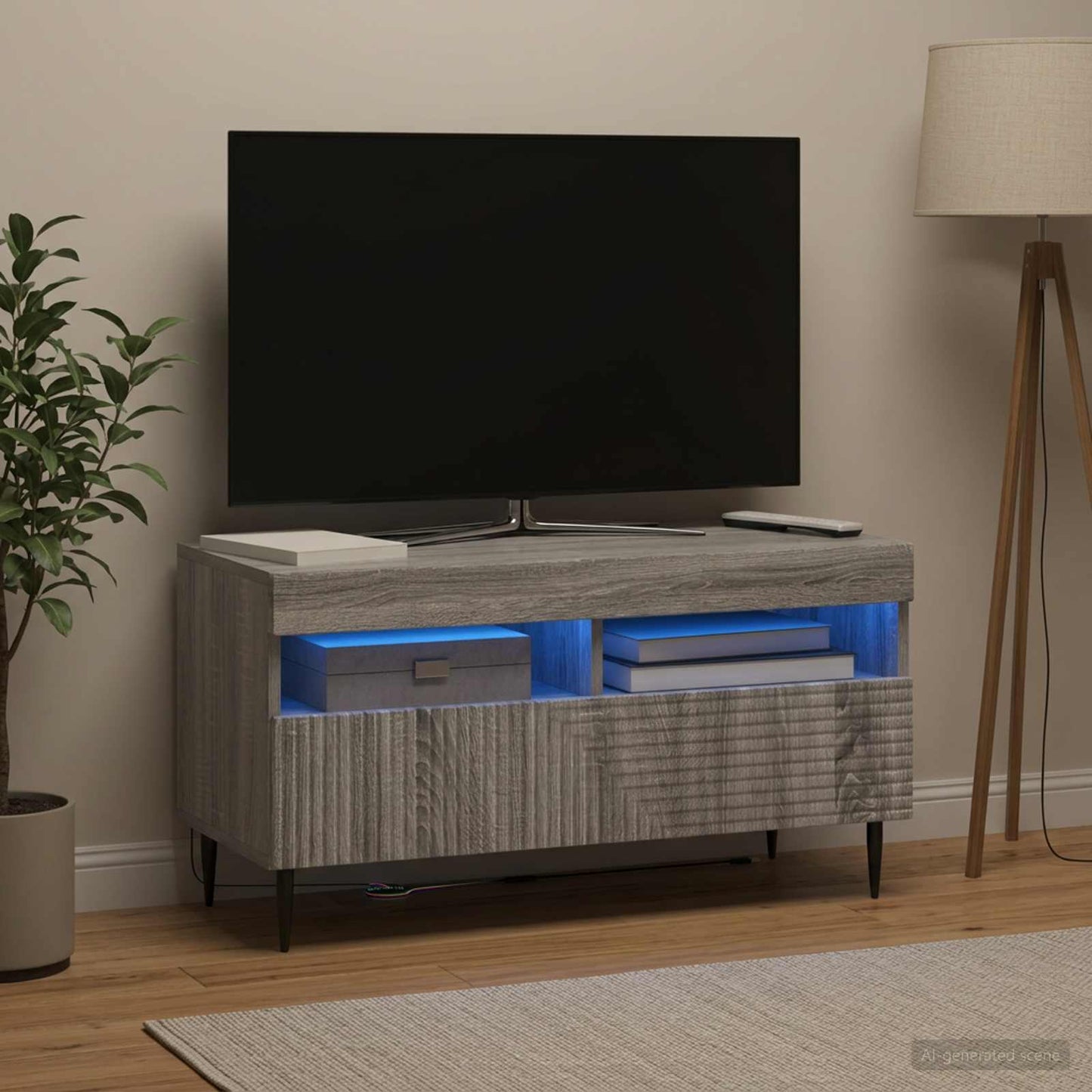 LED TV szekrény Szürke Sonoma Szerelt Fa