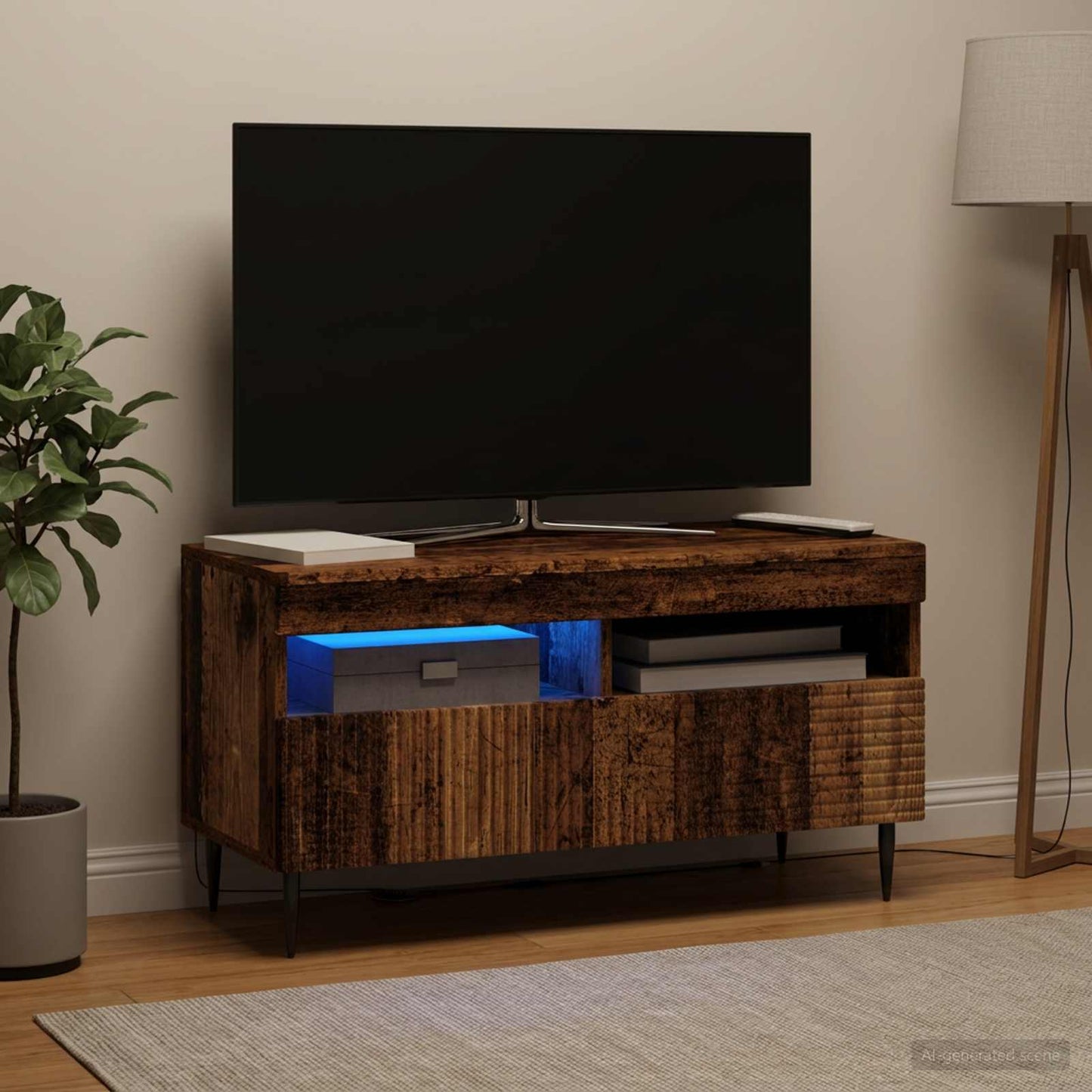 LED TV szekrény Antik Fa Szerelt Fa