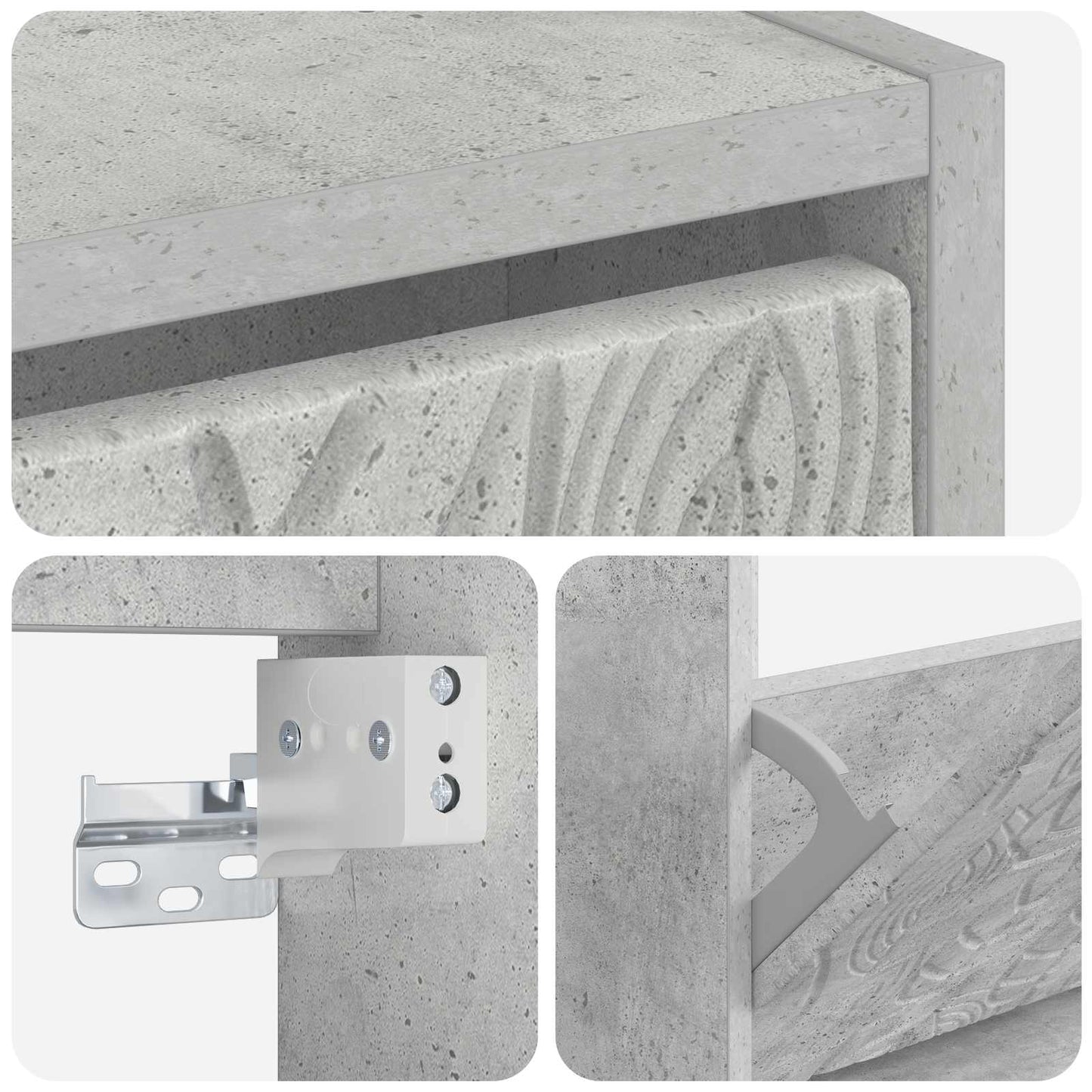 Fali Cipőtartó DELFT 71 x 17 x 43 cm Szerelt Fa Betonszürke