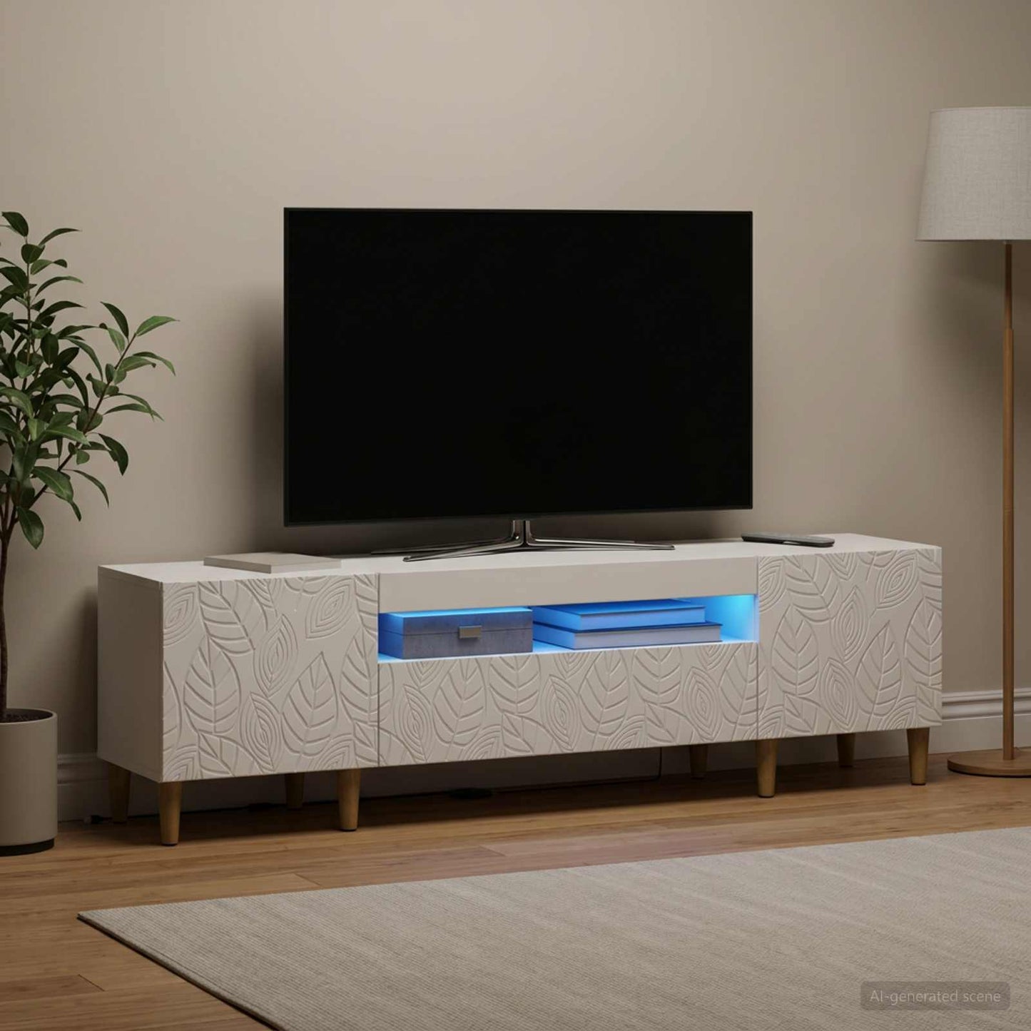 LED TV szekrény Fehér Szerelt Fa