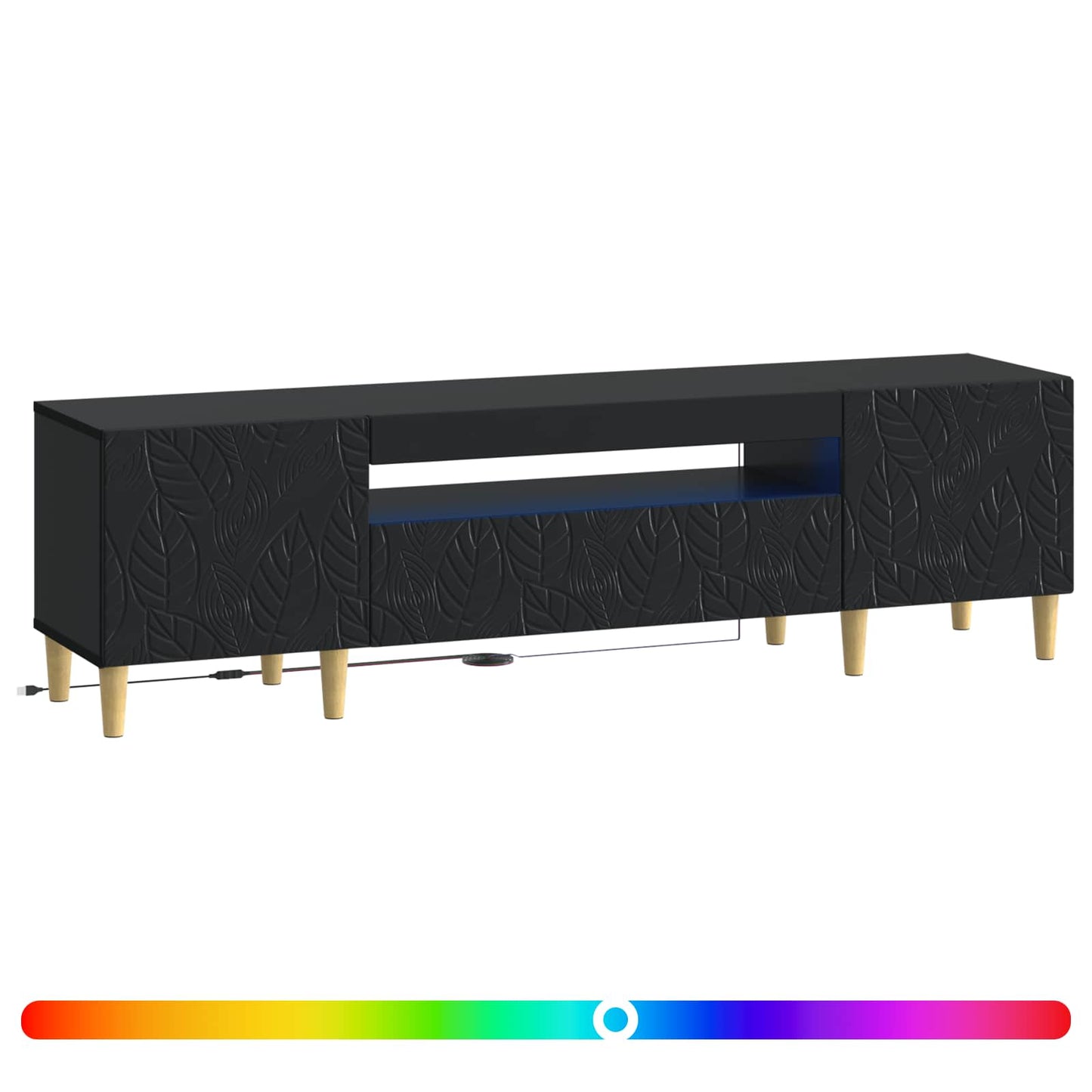 LED TV szekrény Fekete Szerelt Fa