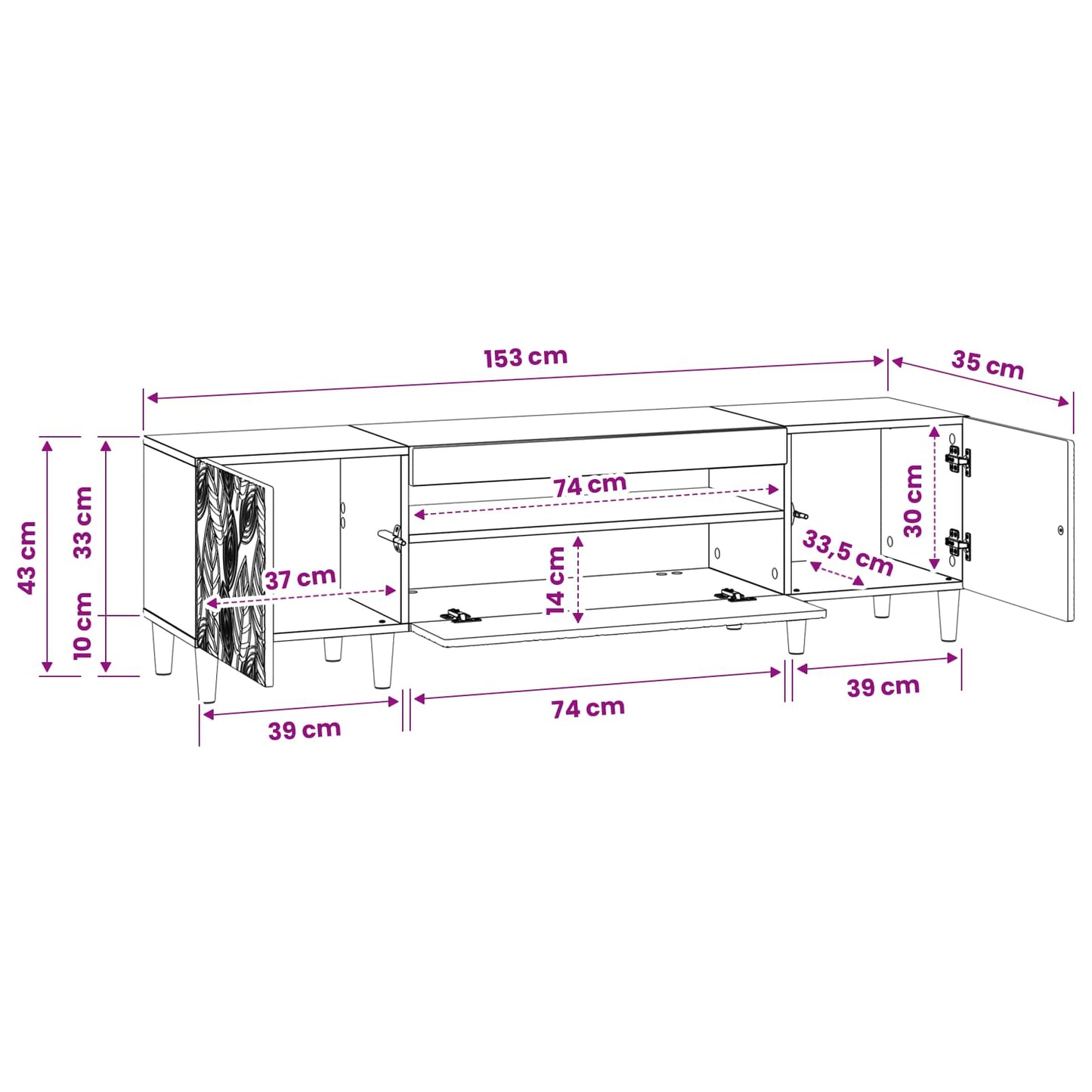 LED TV szekrény Füstös Tölgy Szerelt Fa