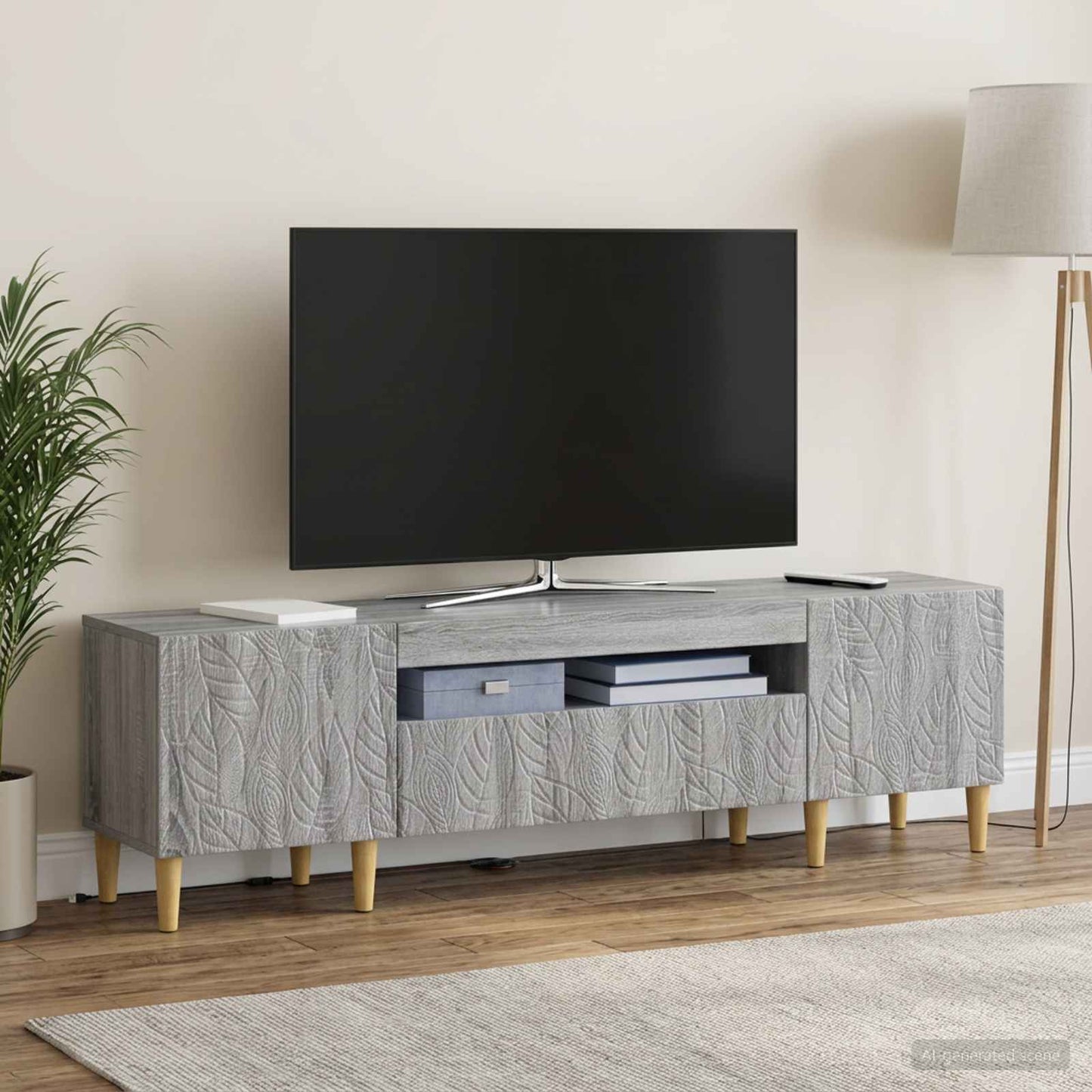 LED TV szekrény Szürke Sonoma Szerelt Fa