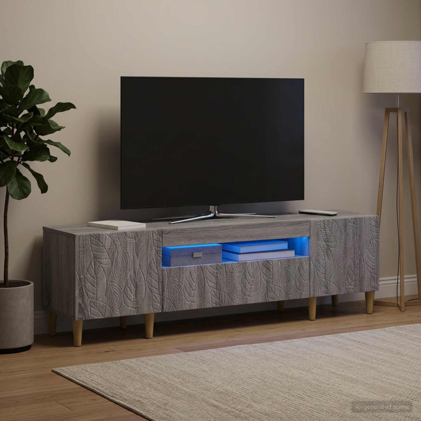LED TV szekrény Szürke Sonoma Szerelt Fa
