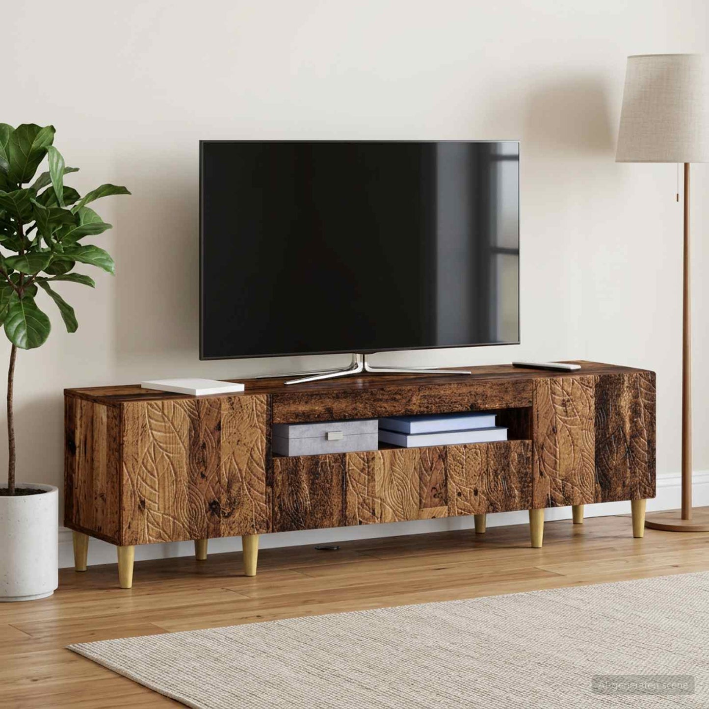 LED TV szekrény Antik Fa Szerelt Fa