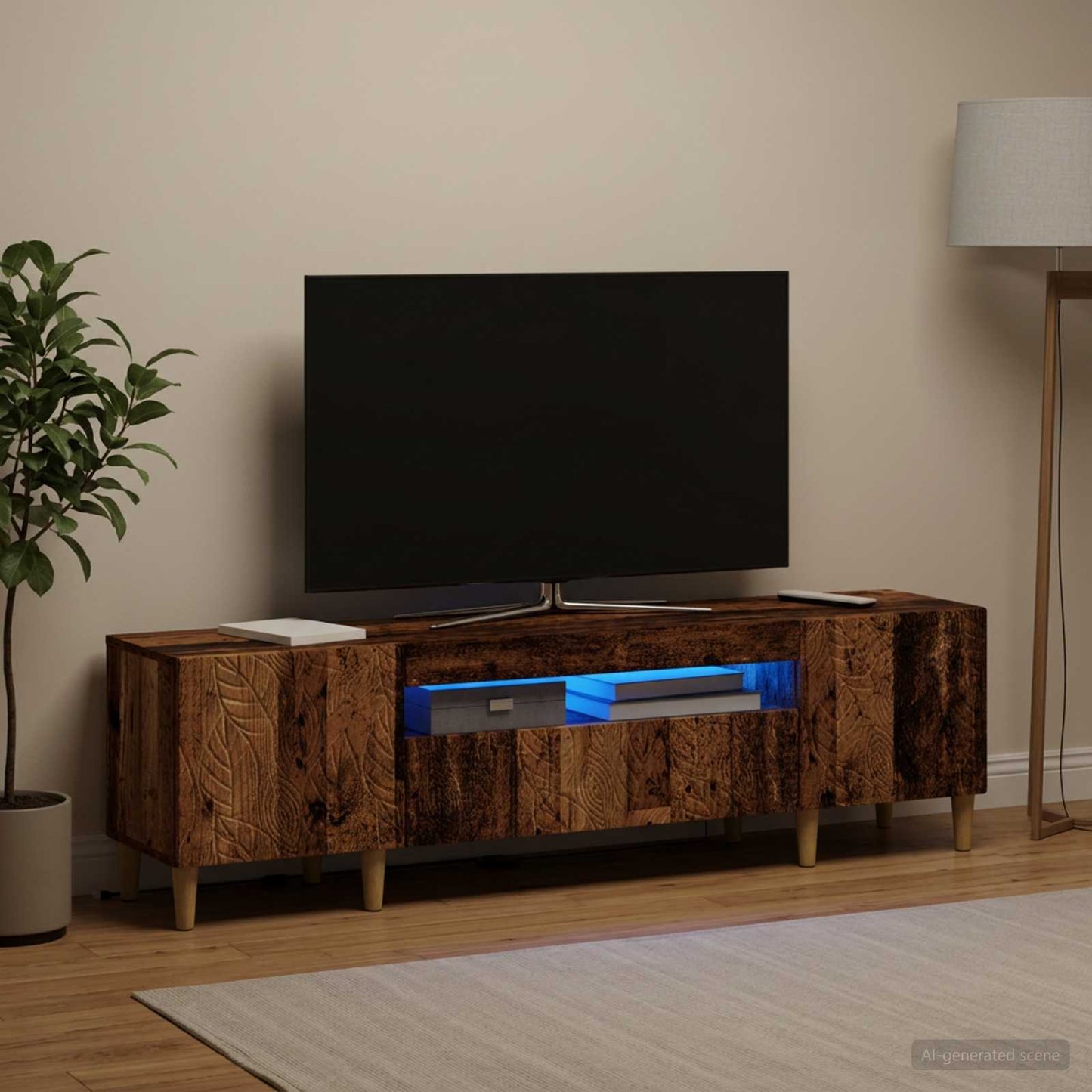 LED TV szekrény Antik Fa Szerelt Fa