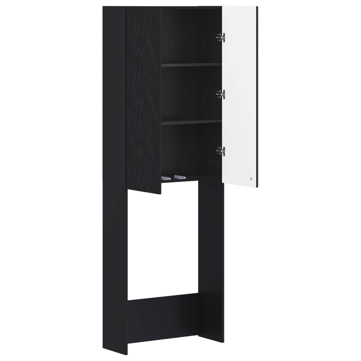 WC Szekrény DELFT Fekete 66 x 25,5 x 190 cm Szerelt Fa