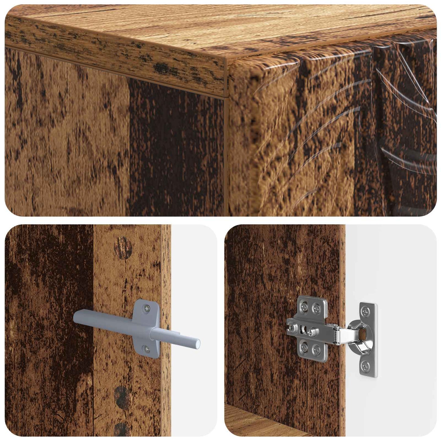 WC Szekrény DELFT Antik Fa 66 x 25,5 x 190 cm Szerelt Fa