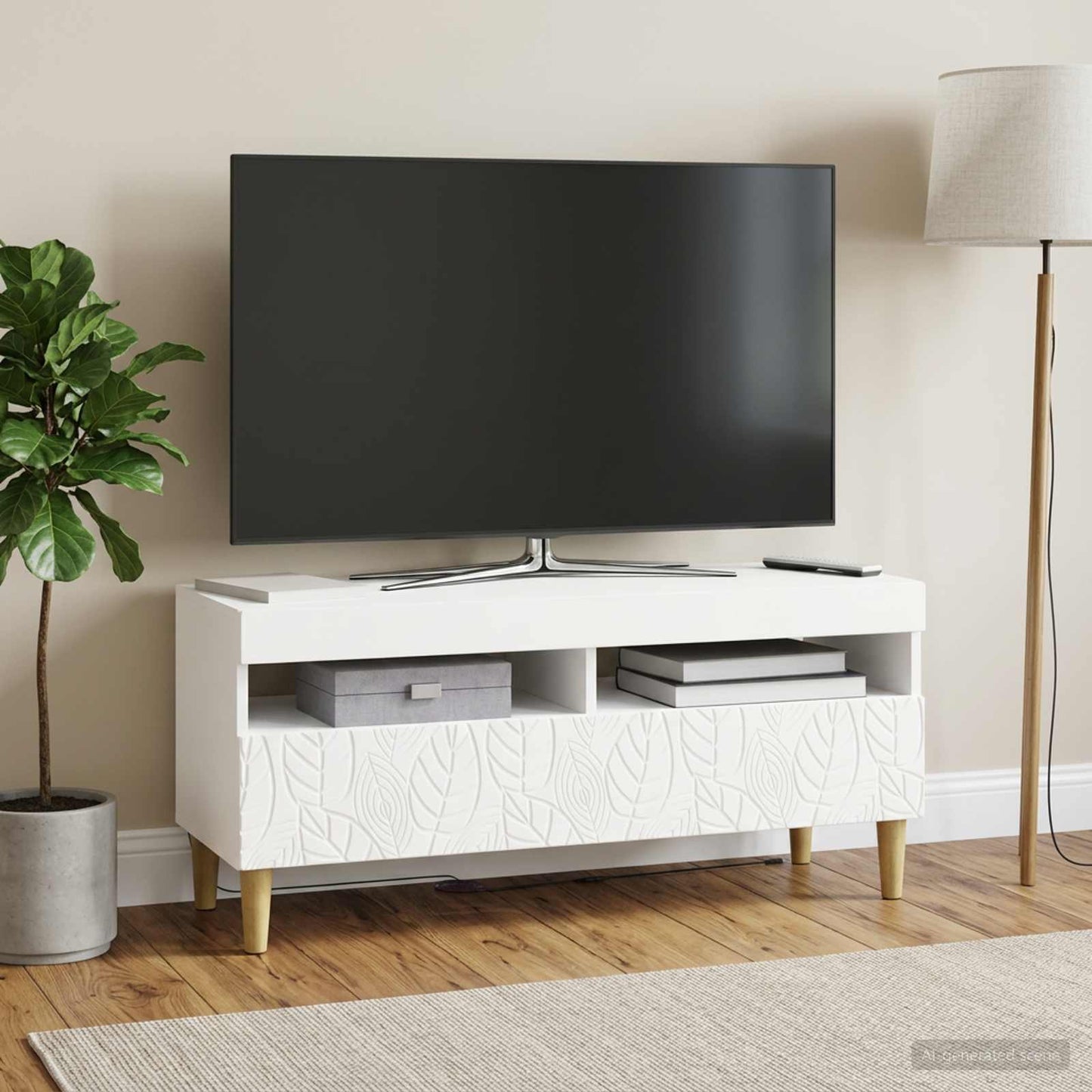 LED TV szekrény Fehér Szerelt Fa
