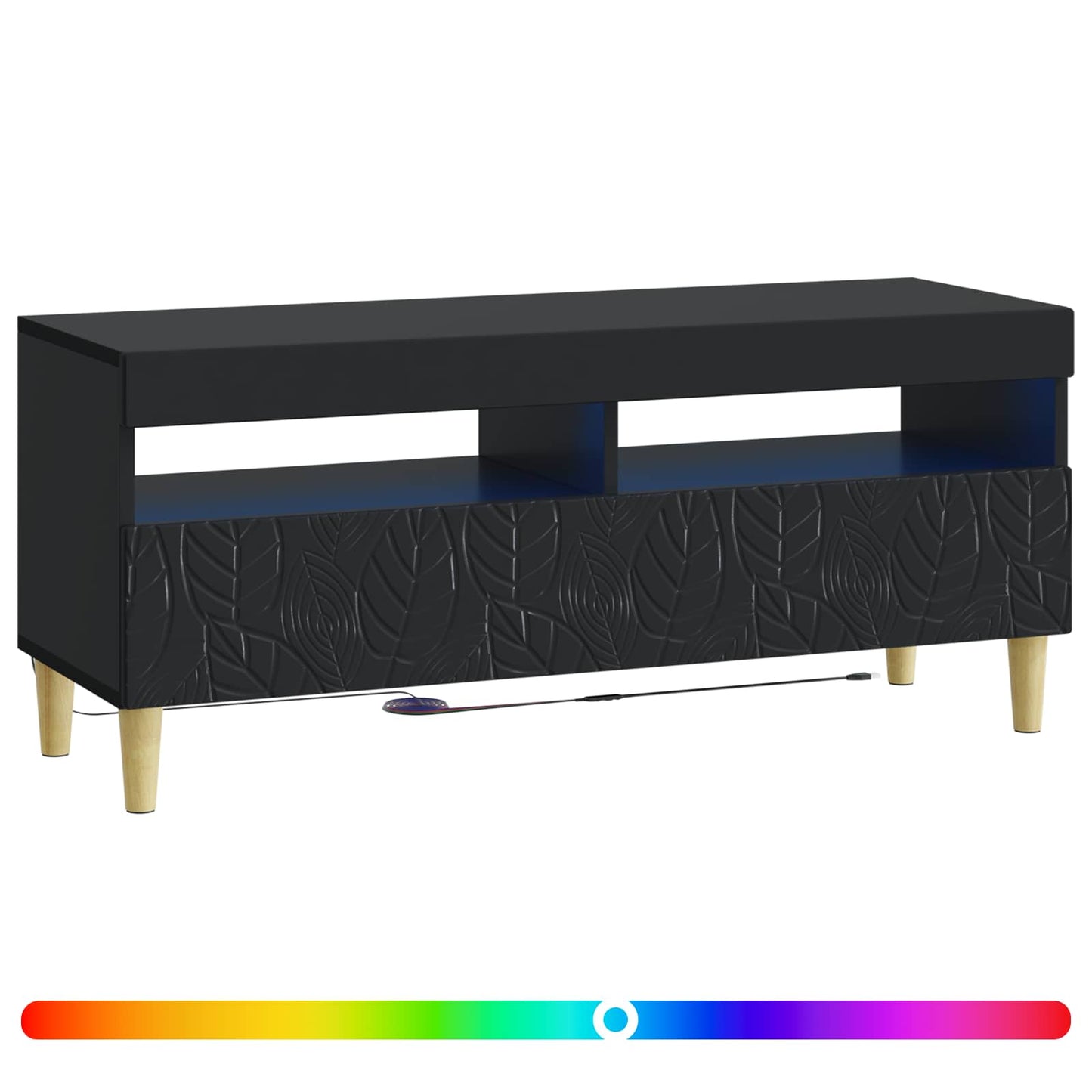 LED TV szekrény Fekete Szerelt Fa