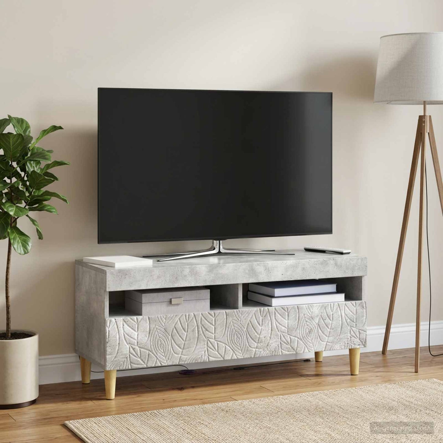 LED TV szekrény Betonszürke Szerelt Fa