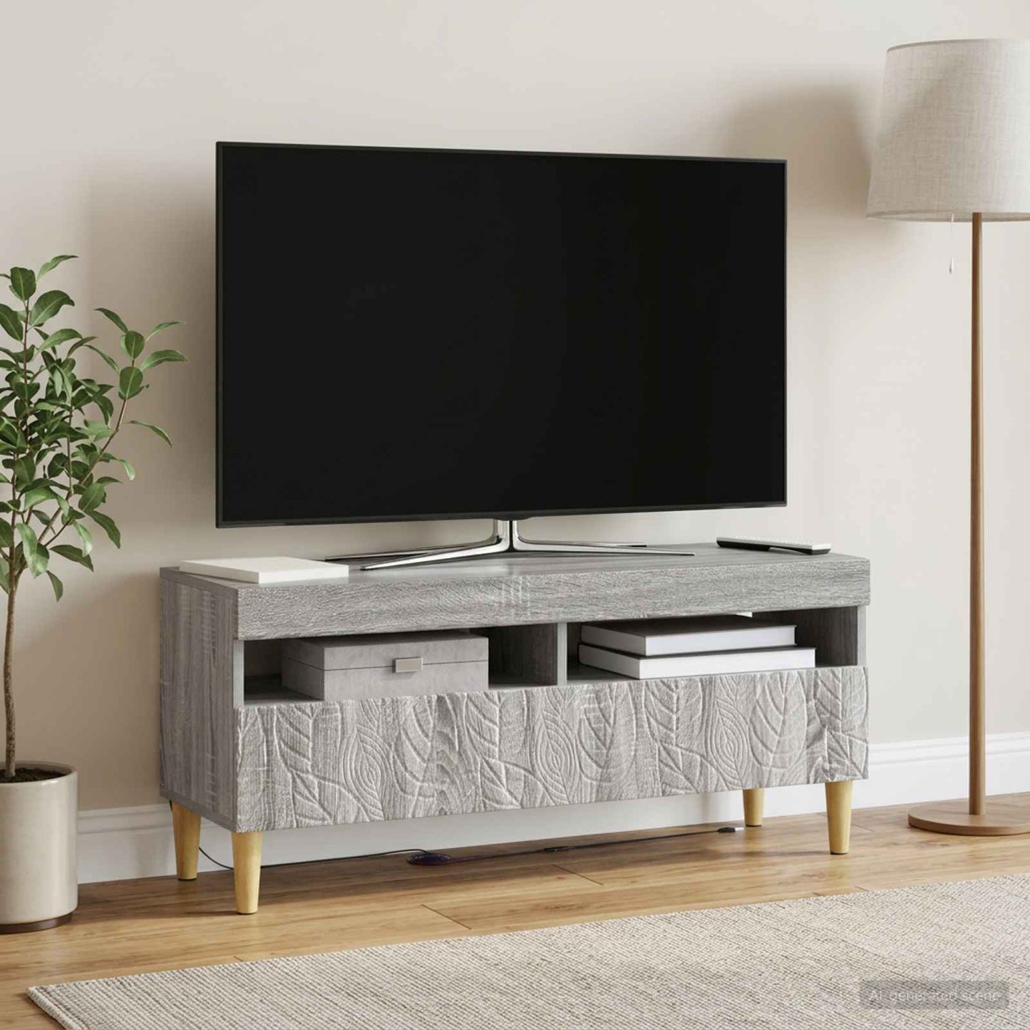 LED TV szekrény Szürke Sonoma Szerelt Fa