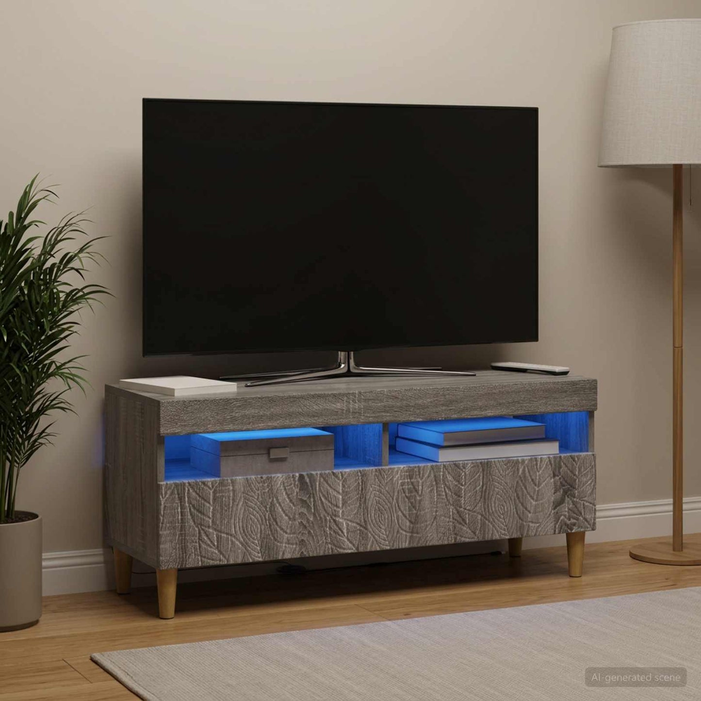 LED TV szekrény Szürke Sonoma Szerelt Fa