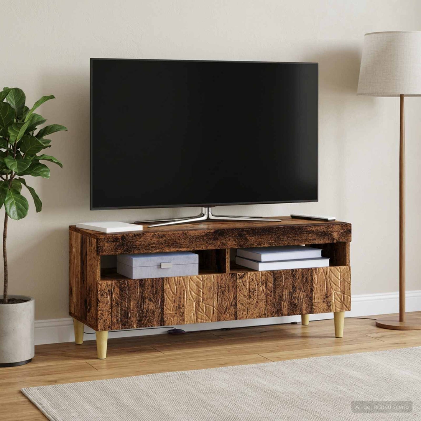 LED TV szekrény Antik Fa Szerelt Fa