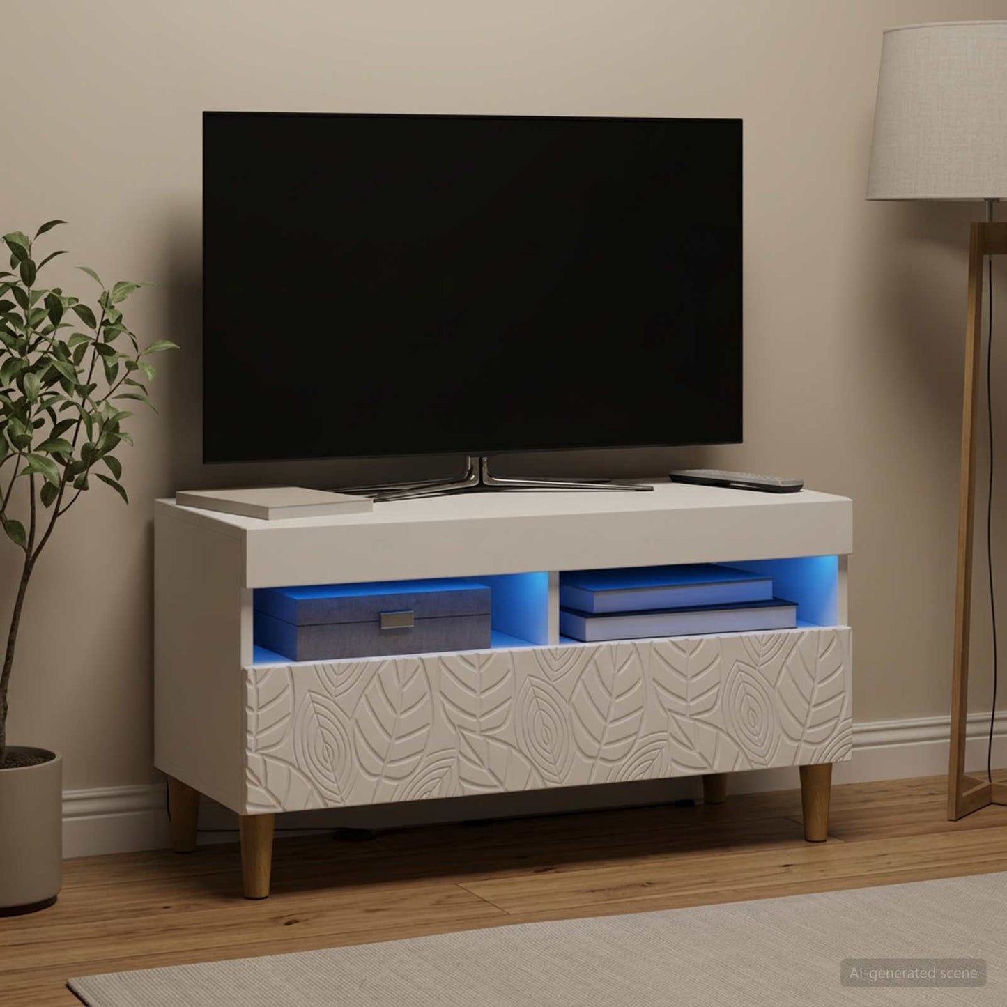 LED TV szekrény Fehér Szerelt Fa