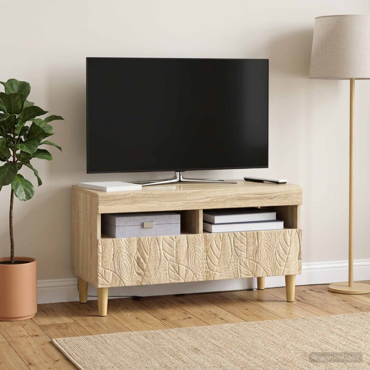 LED TV szekrény Sonoma Tölgy Szerelt Fa