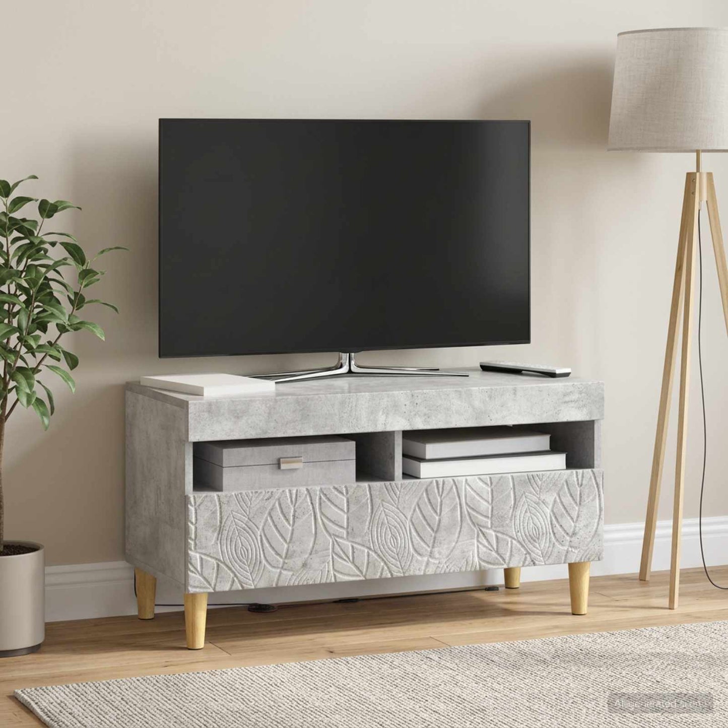 LED TV szekrény Betonszürke Szerelt Fa