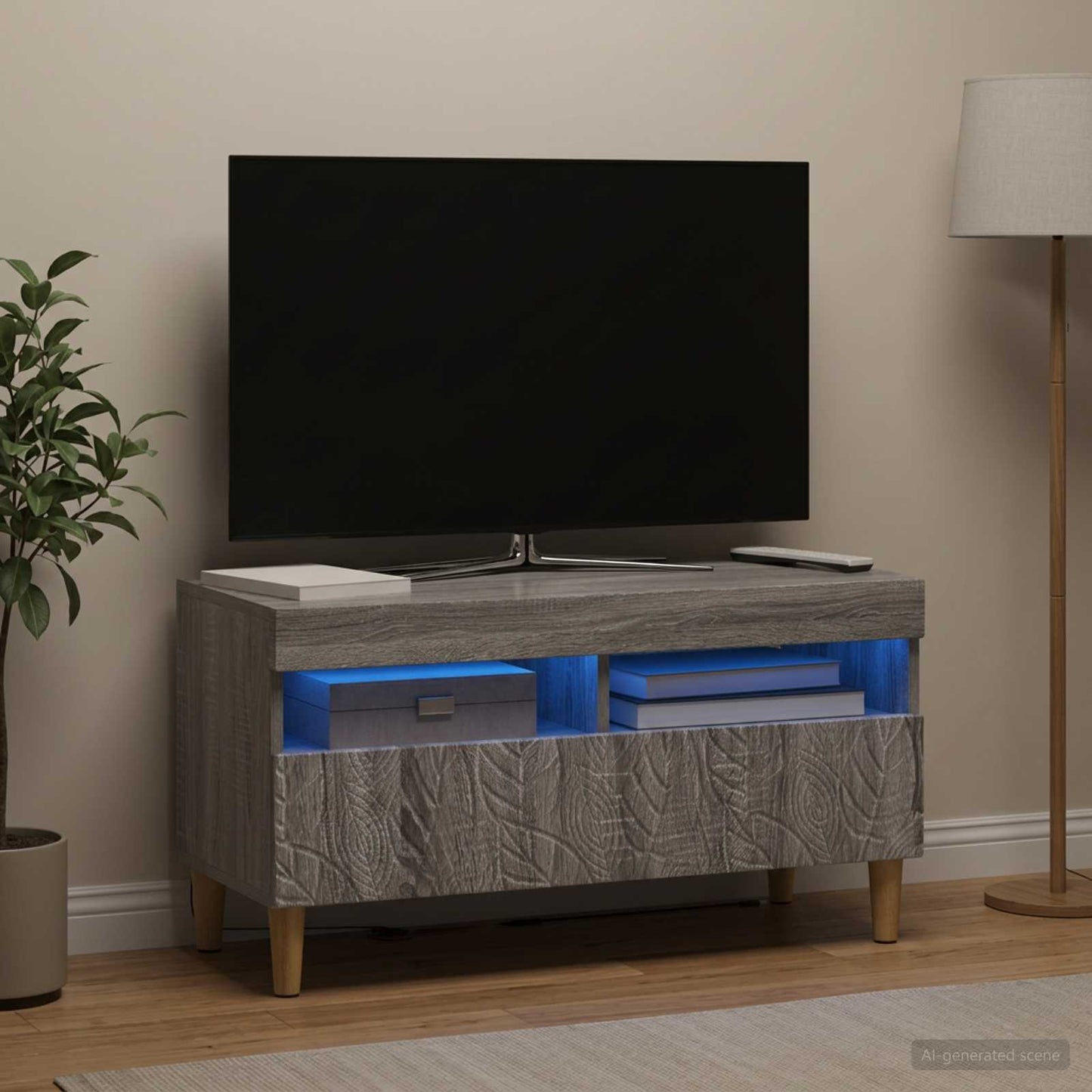 LED TV szekrény Szürke Sonoma Szerelt Fa
