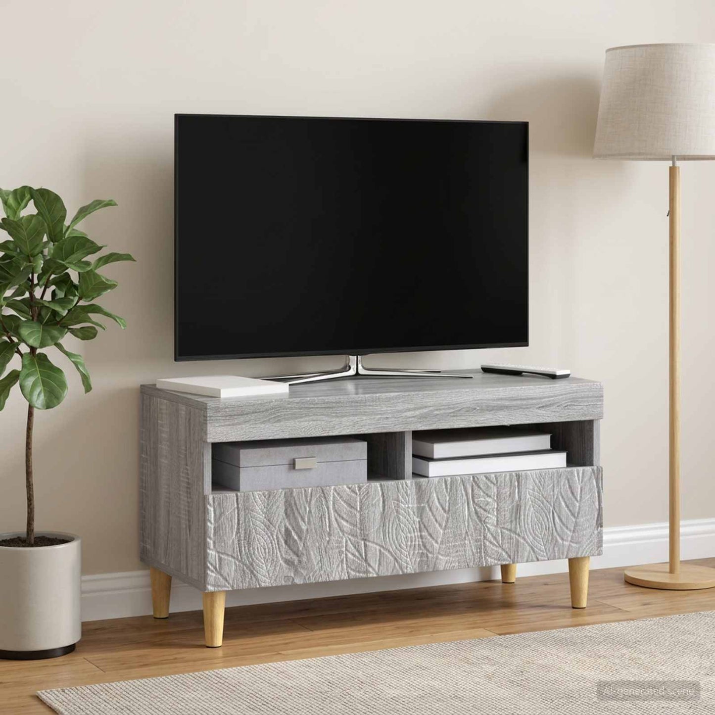 LED TV szekrény Szürke Sonoma Szerelt Fa