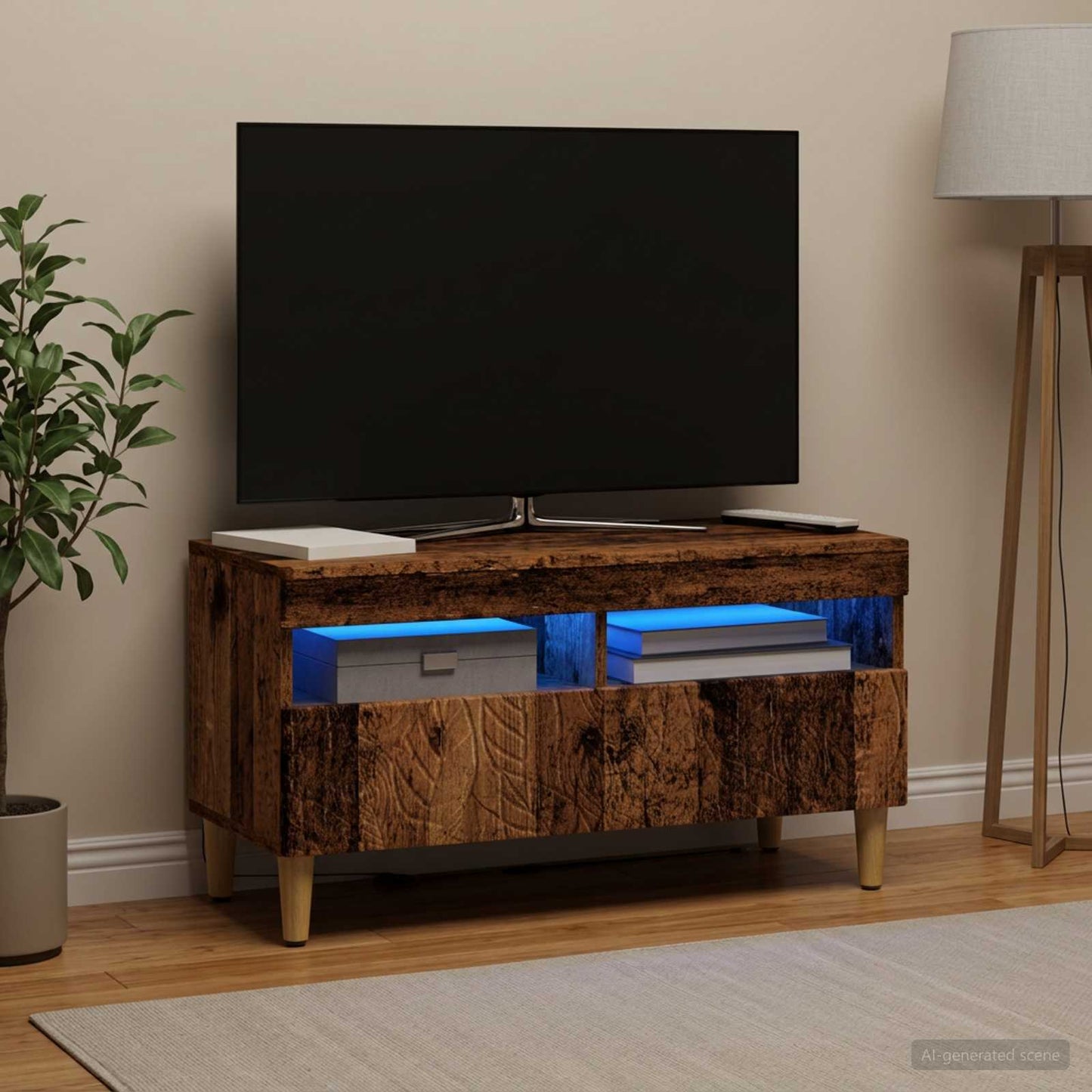 LED TV szekrény Antik Fa Szerelt Fa