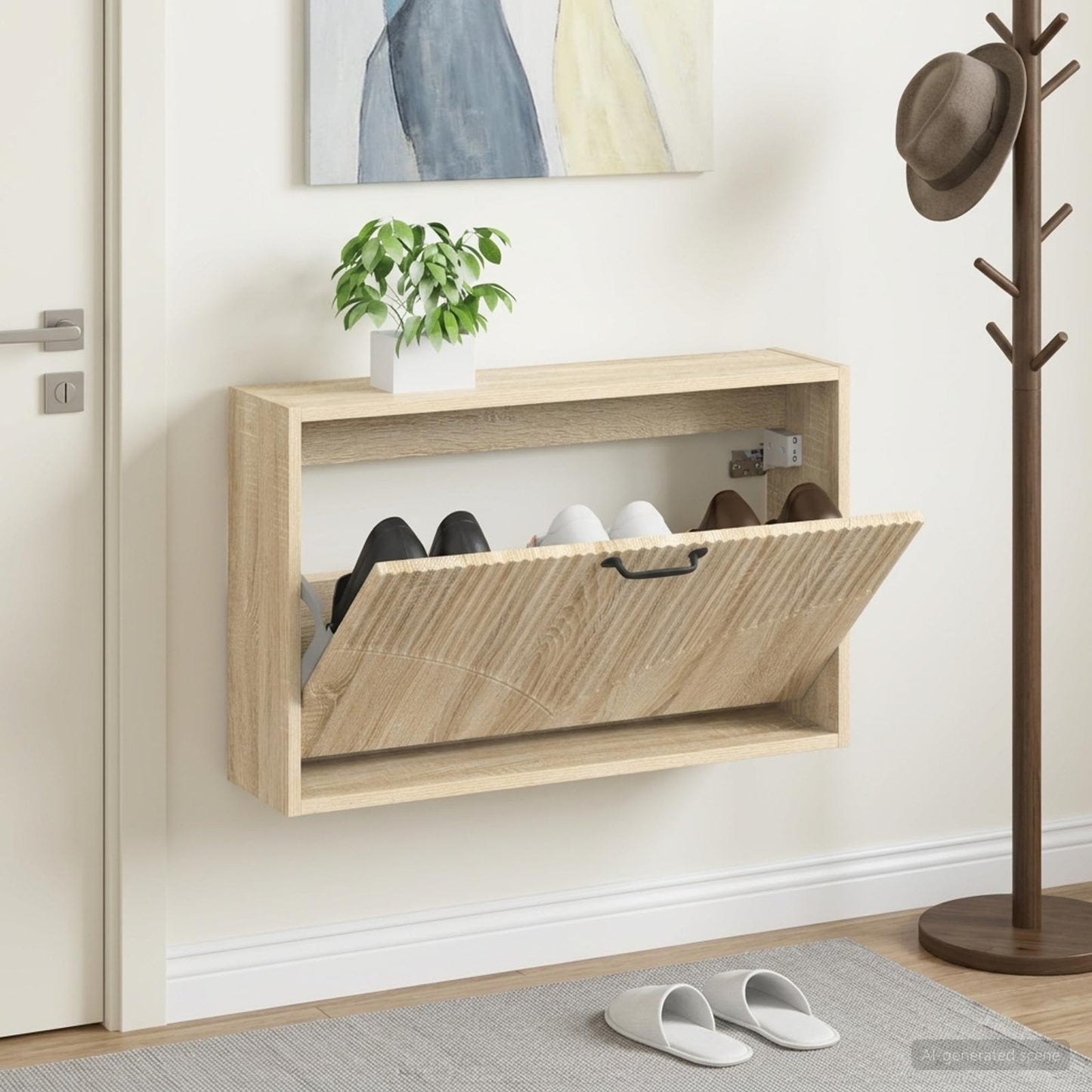 Fali Cipőtartó HOORN 71 x 17 x 43 cm Szerelt Fa Sonoma Tölgy