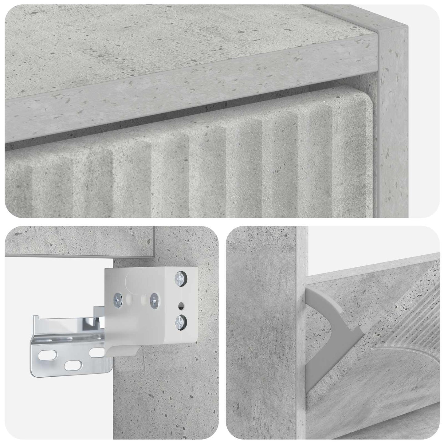 Fali Cipőtartó HOORN 71 x 17 x 43 cm Szerelt Fa Betonszürke