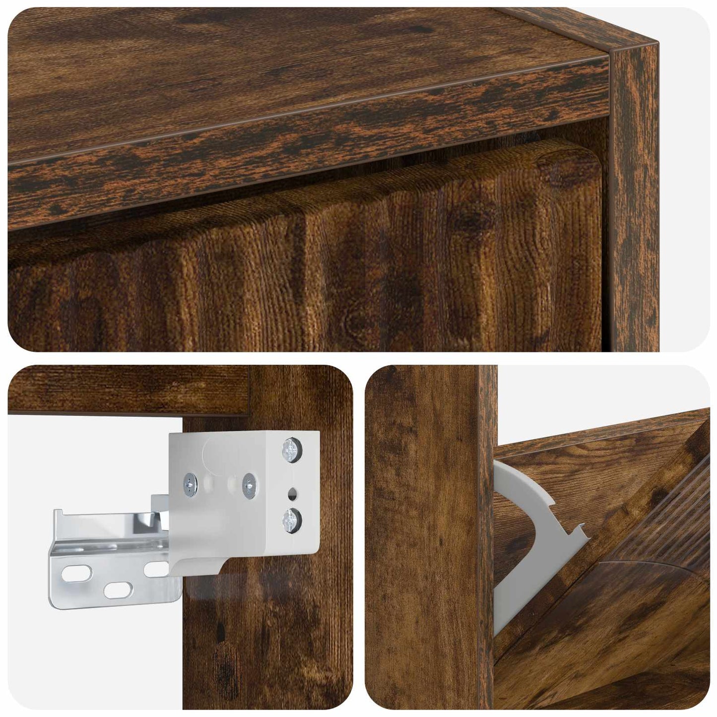 Fali Cipőtartó HOORN 71 x 17 x 43 cm Szerelt Fa Füstös Tölgy
